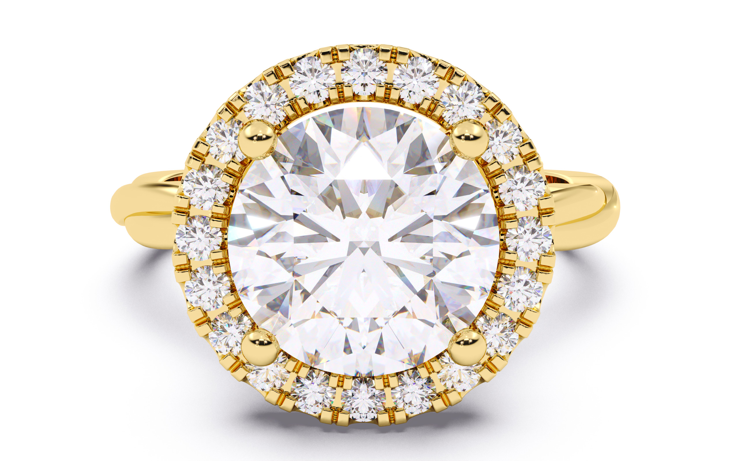 Round Diamond Halo Setting Solitaire Ring 3D print model_19