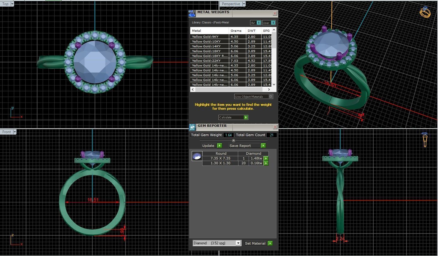 Round Diamond Halo Setting Solitaire Ring 3D print model_1