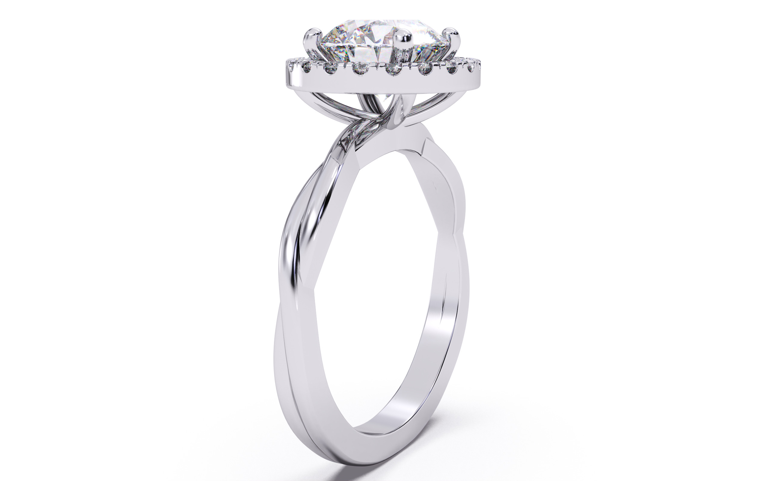 Round Diamond Halo Setting Solitaire Ring 3D print model_23