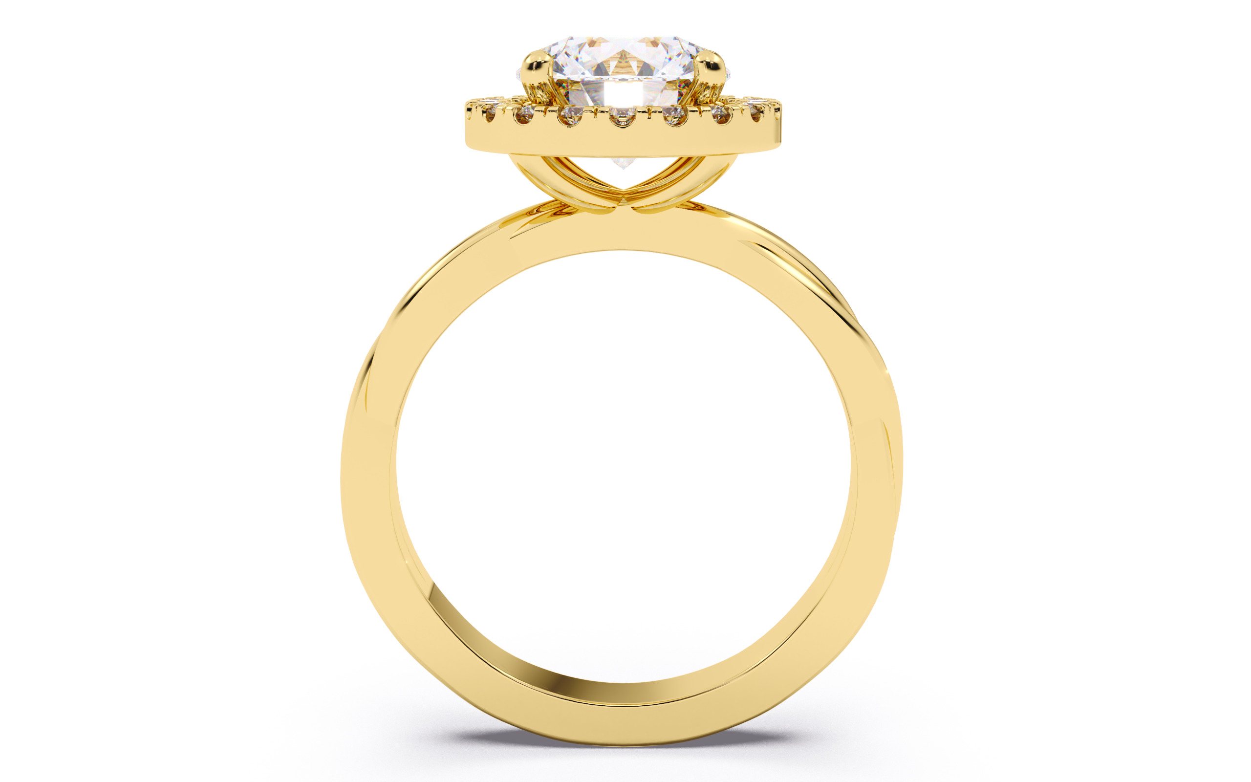 Round Diamond Halo Setting Solitaire Ring 3D print model_9