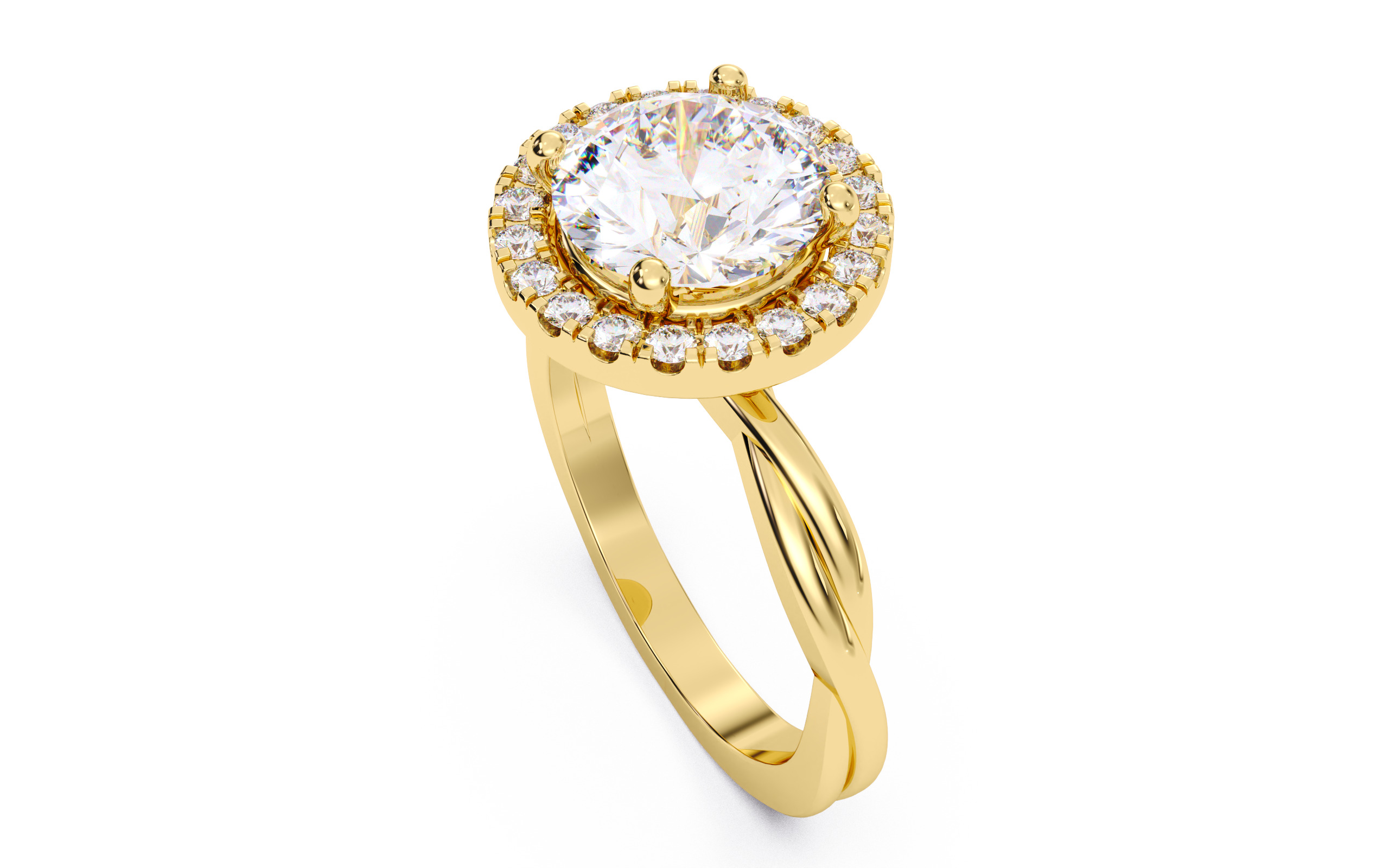 Round Diamond Halo Setting Solitaire Ring 3D print model_6