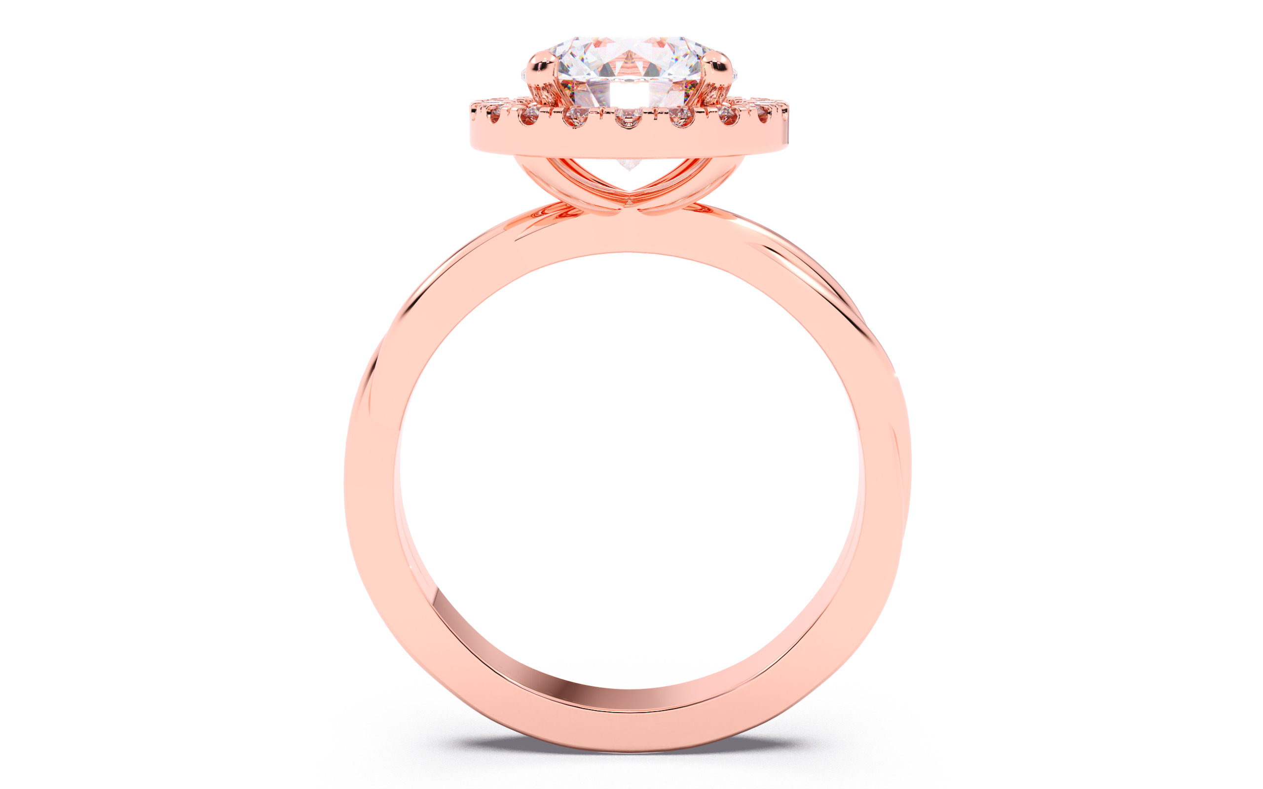 Round Diamond Halo Setting Solitaire Ring 3D print model_12