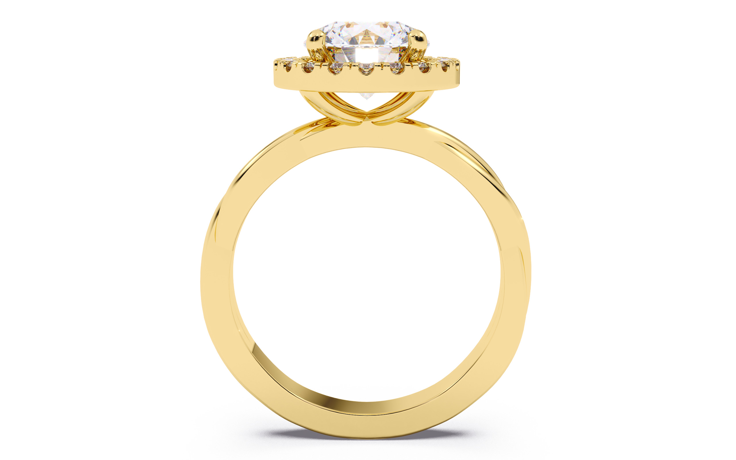 Round Diamond Halo Setting Solitaire Ring 3D print model_8