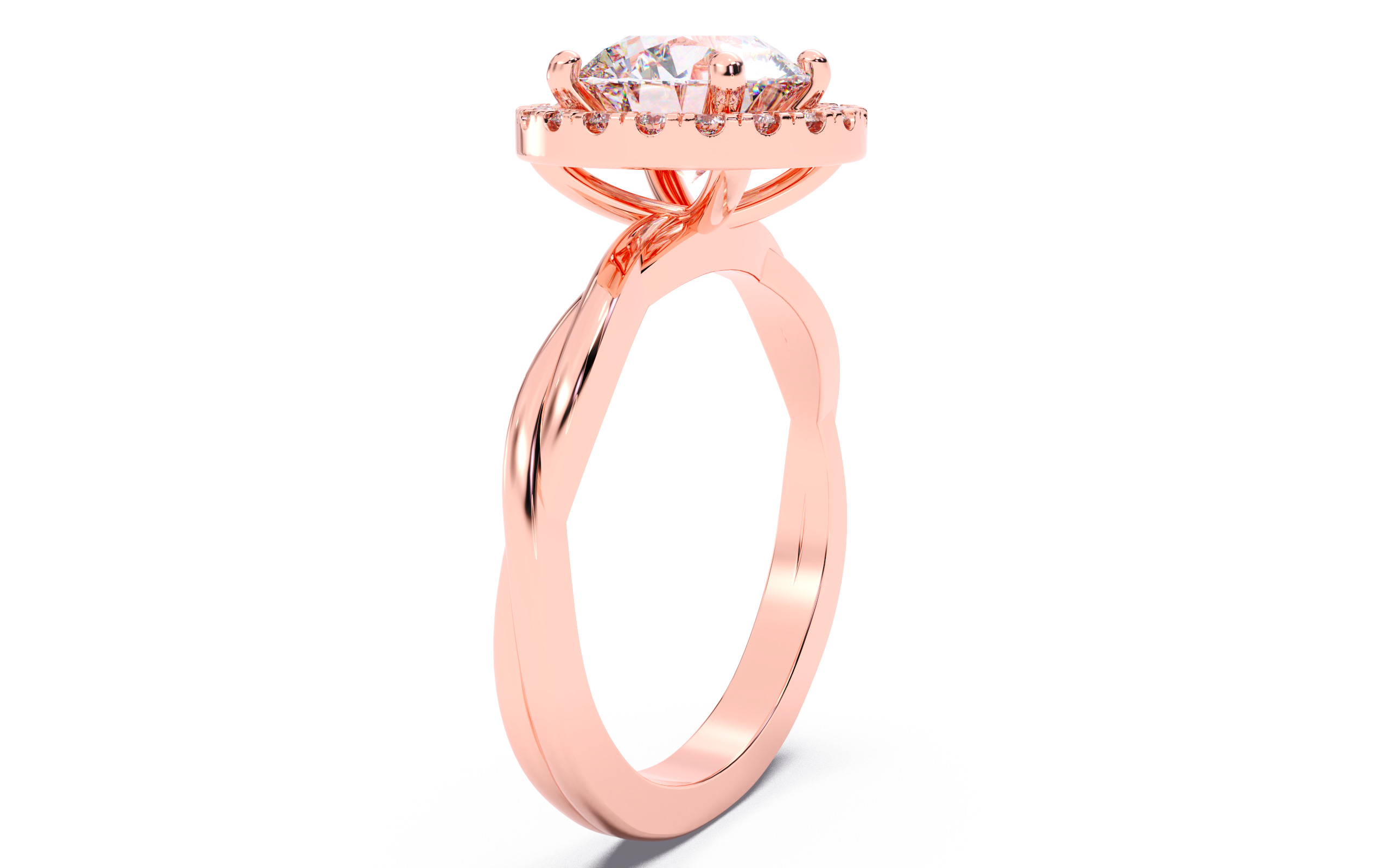 Round Diamond Halo Setting Solitaire Ring 3D print model_24