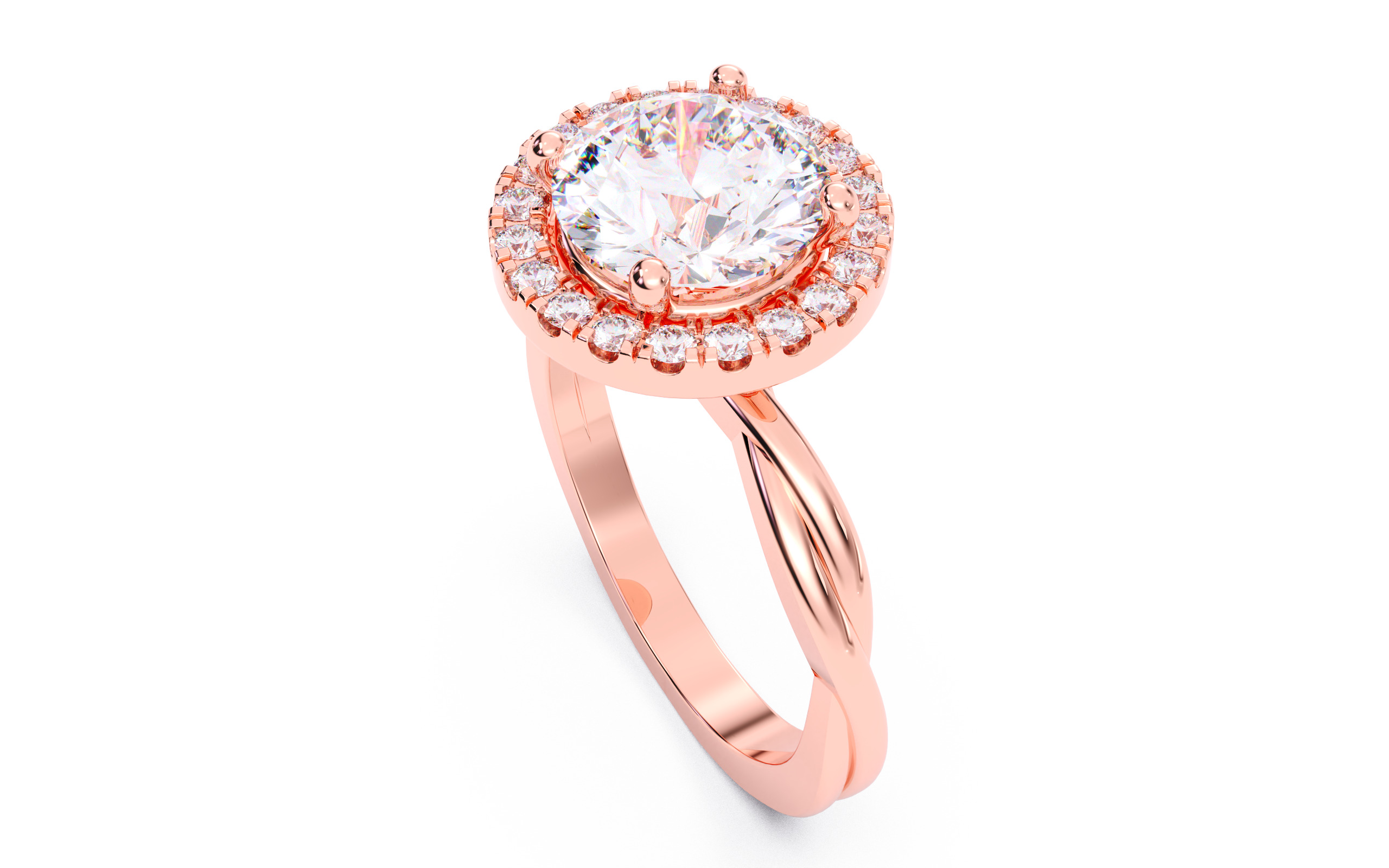 Round Diamond Halo Setting Solitaire Ring 3D print model_26