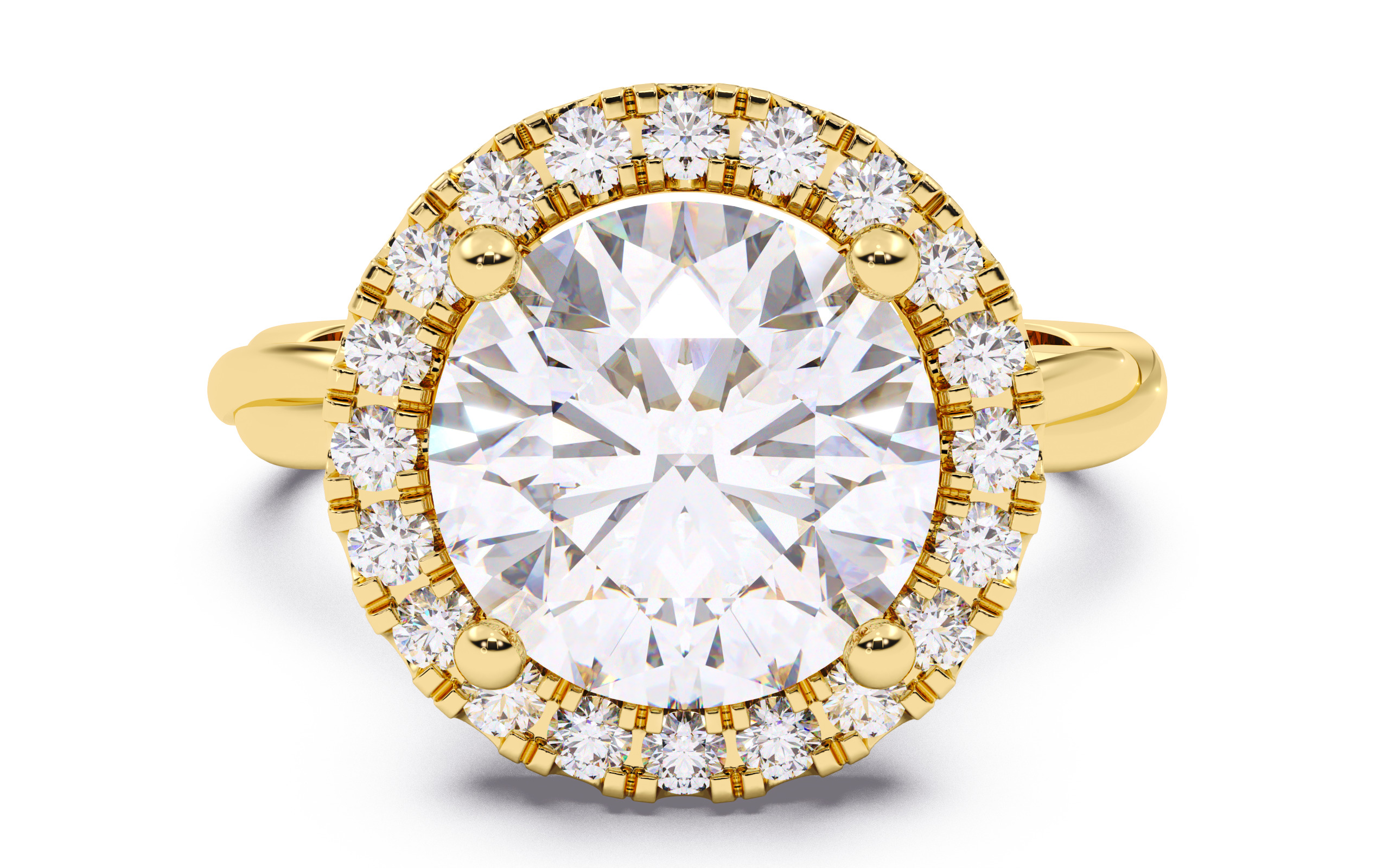 Round Diamond Halo Setting Solitaire Ring 3D print model_18