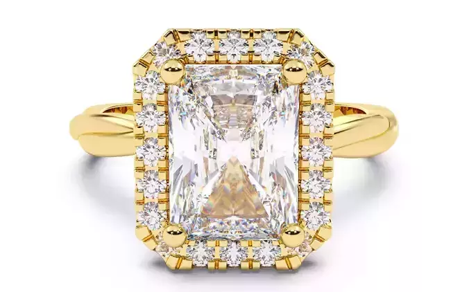 Radiant Diamond Halo Setting Solitaire Ring  3D print model