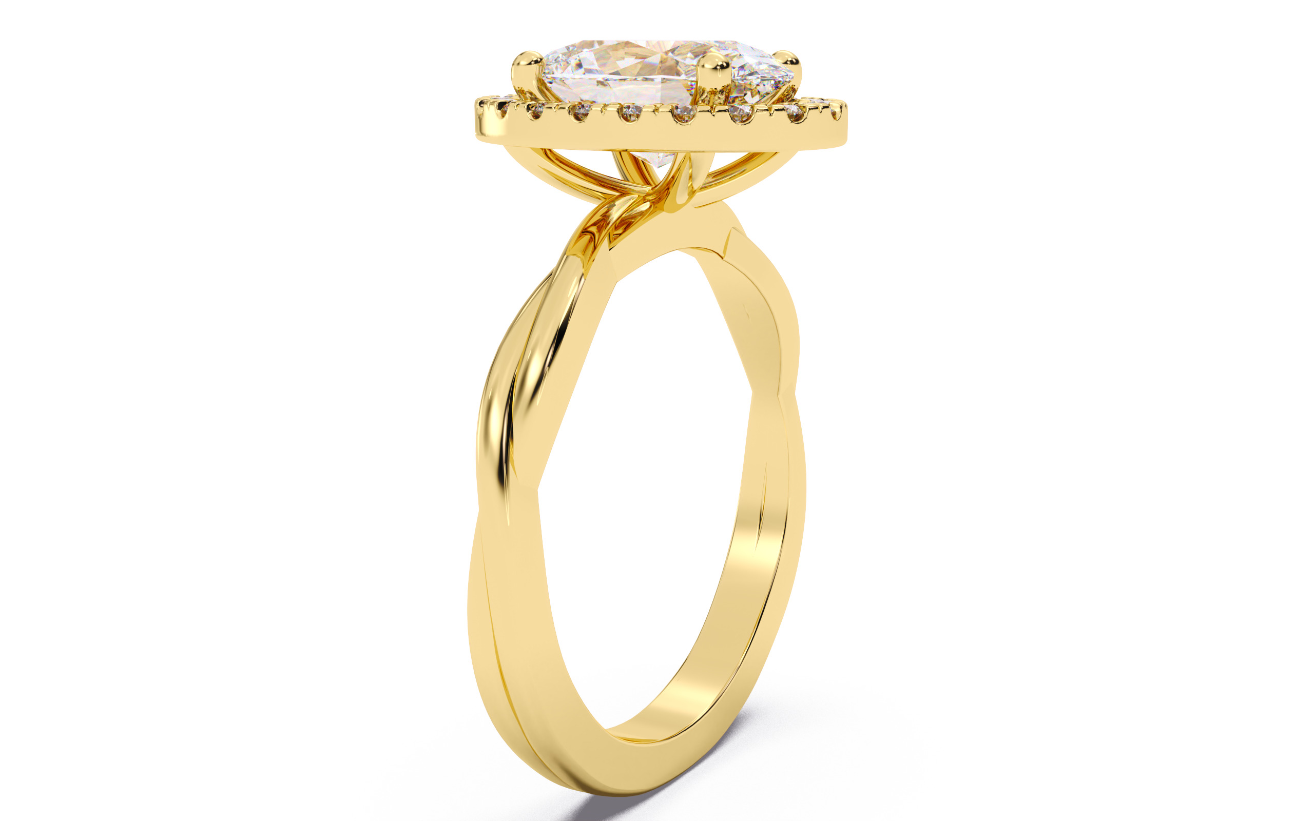Oval Diamond Halo Setting Solitaire Ring  3D print model_20