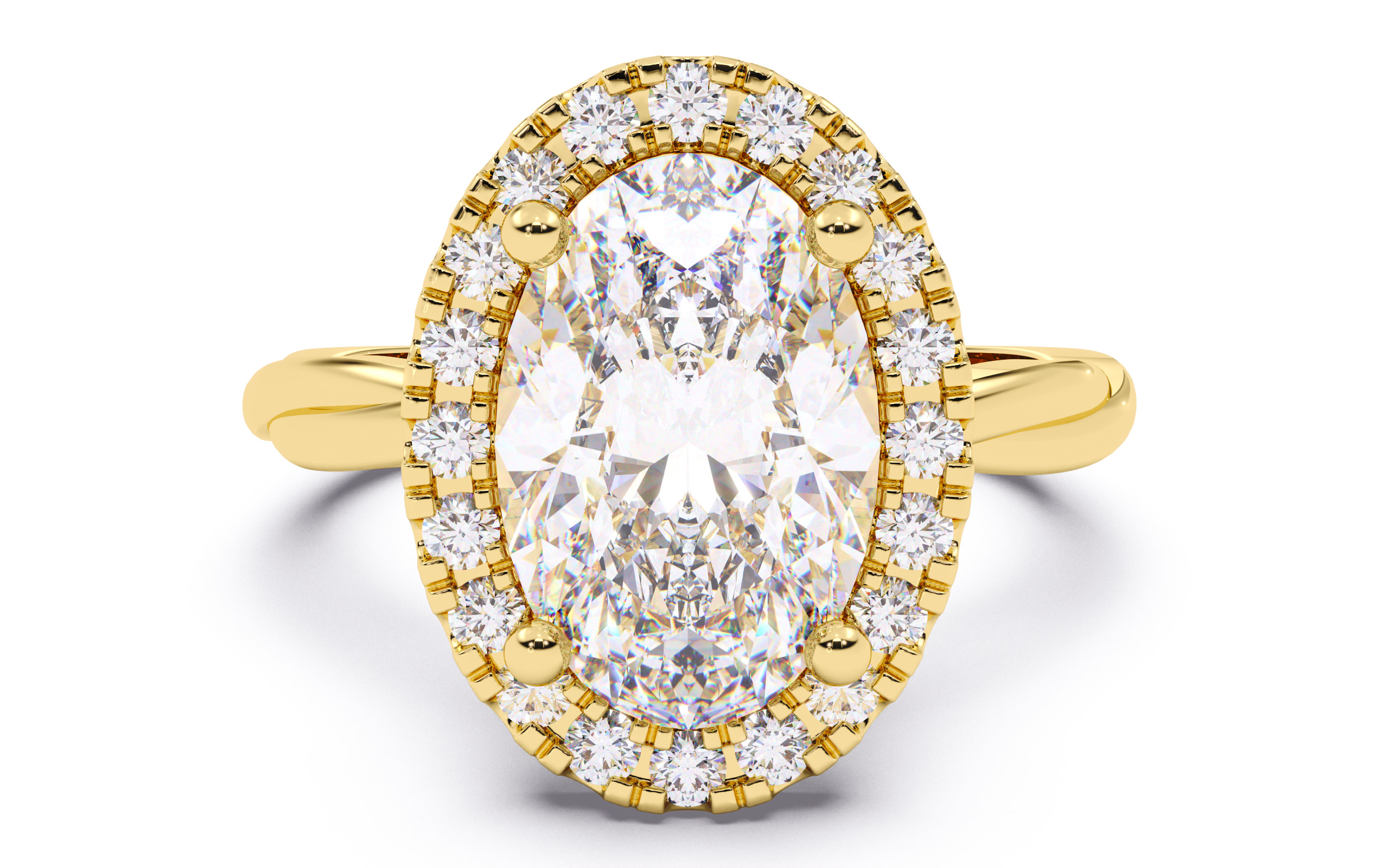 Oval Diamond Halo Setting Solitaire Ring  3D print model_14