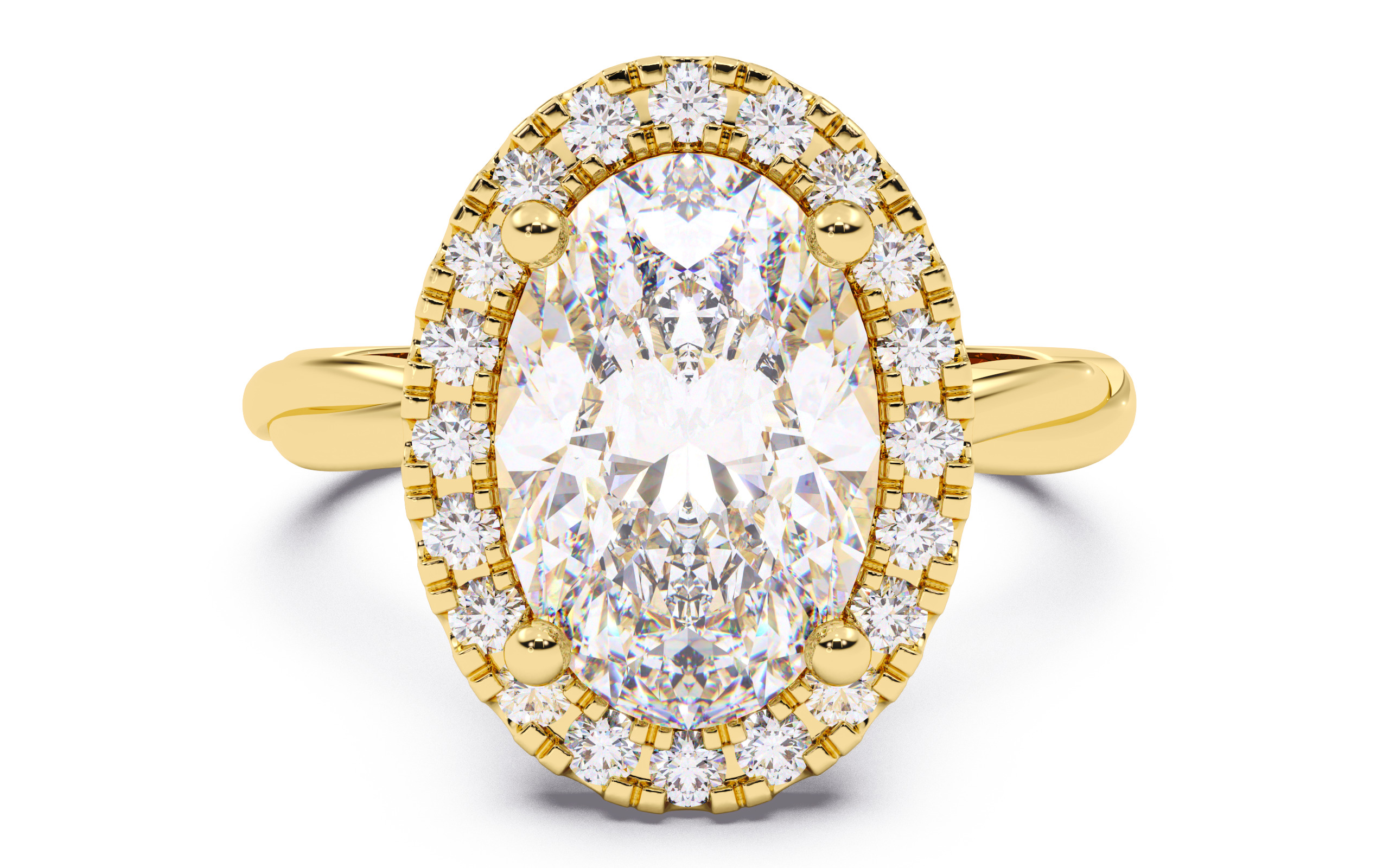 Oval Diamond Halo Setting Solitaire Ring  3D print model_12