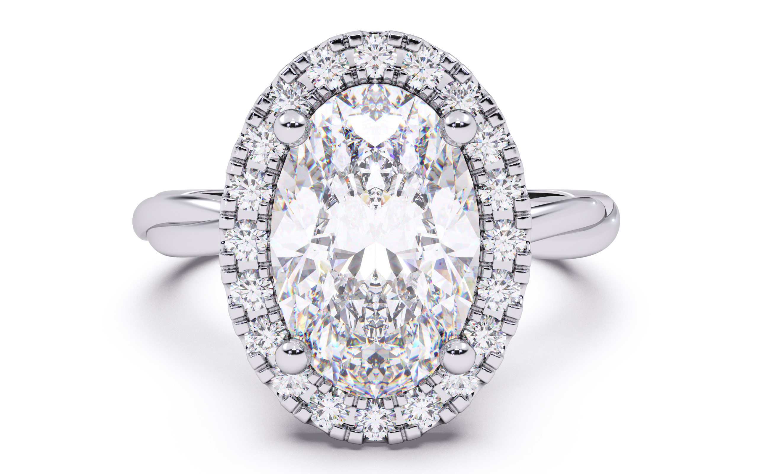 Oval Diamond Halo Setting Solitaire Ring  3D print model_16
