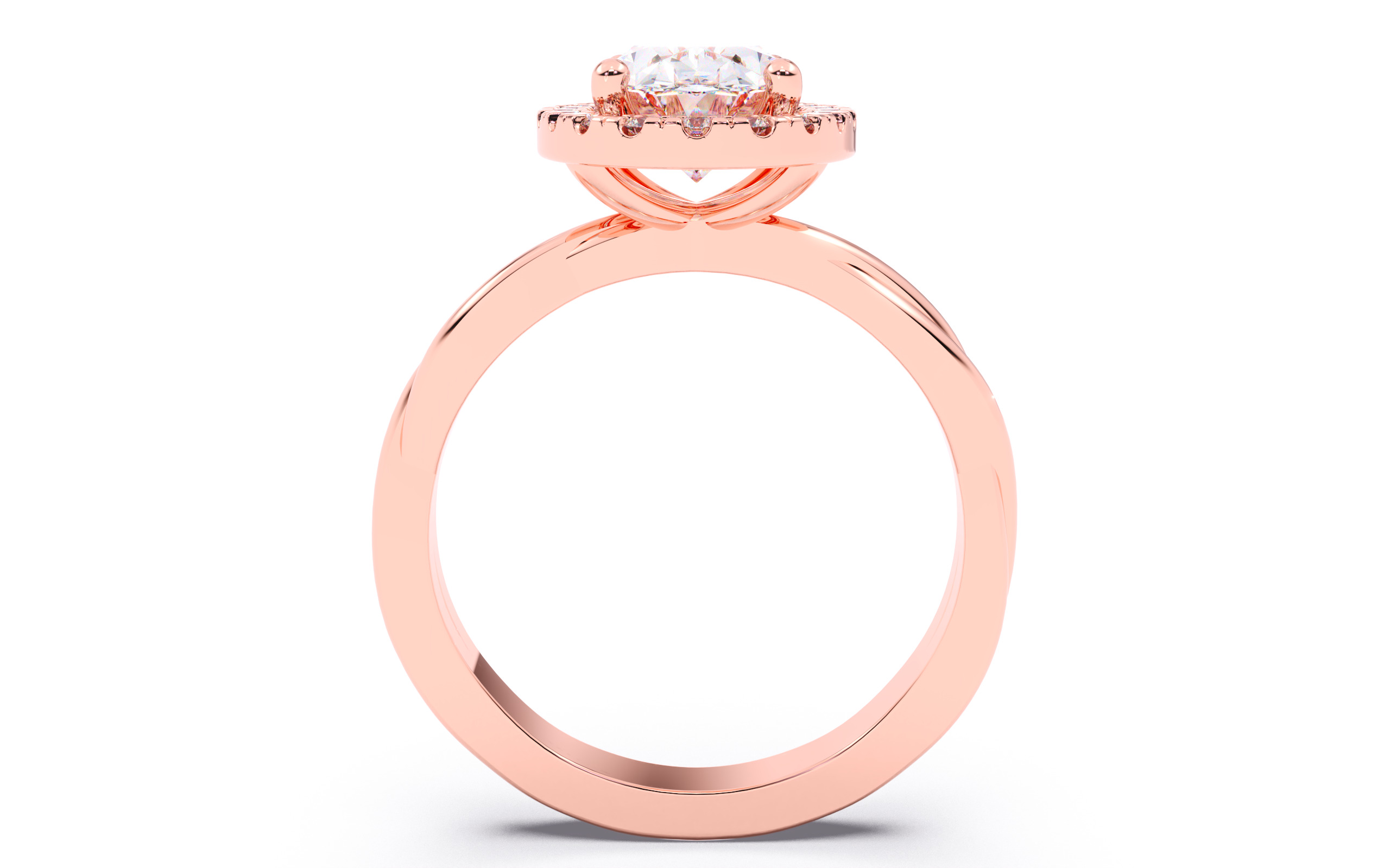 Oval Diamond Halo Setting Solitaire Ring  3D print model_7