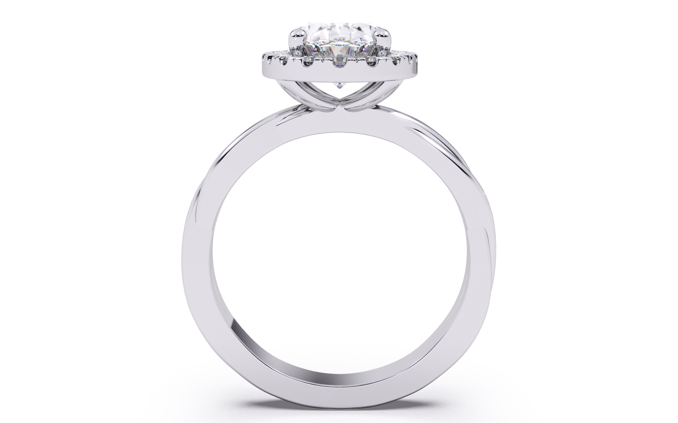 Oval Diamond Halo Setting Solitaire Ring  3D print model_9