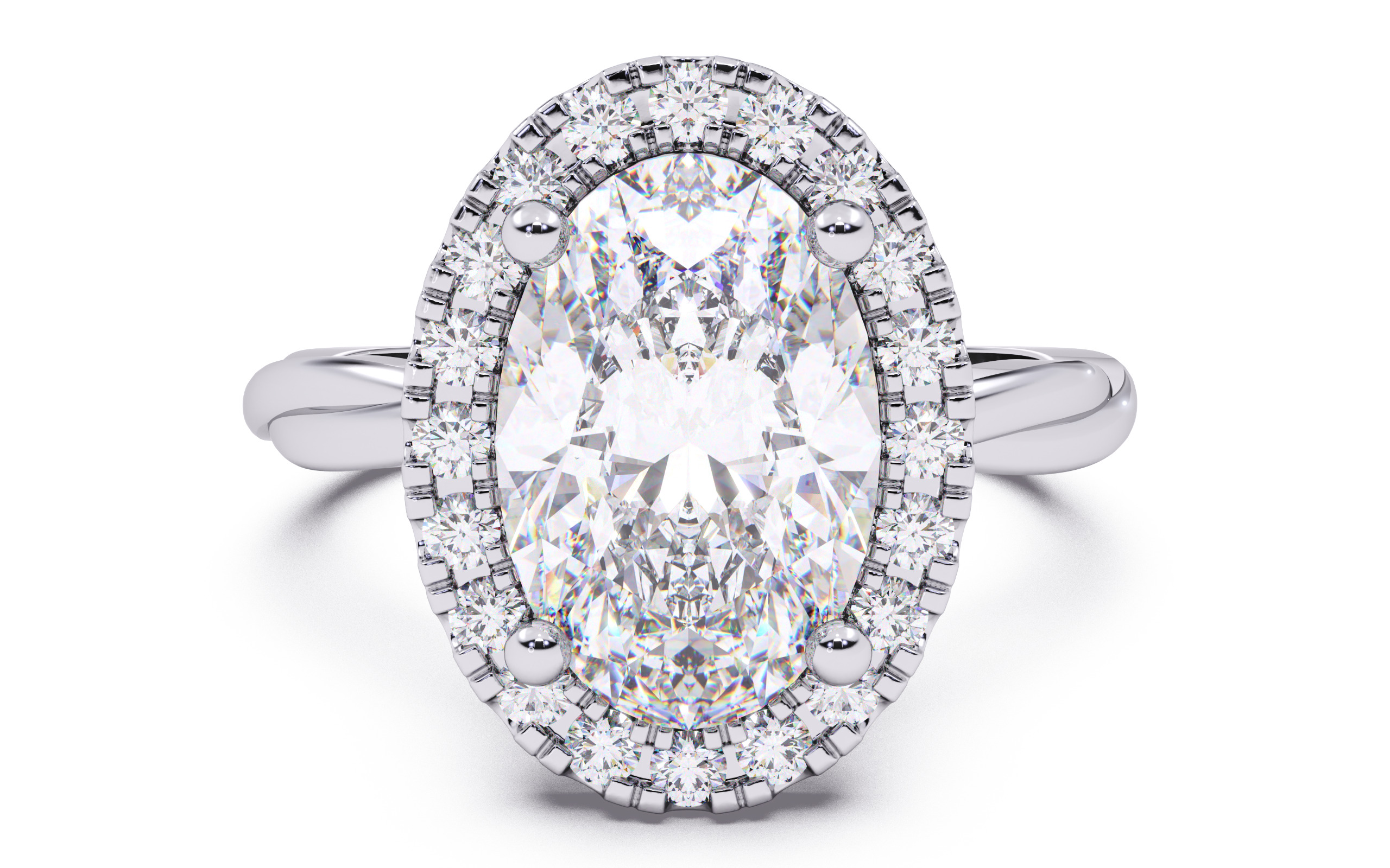 Oval Diamond Halo Setting Solitaire Ring  3D print model_15