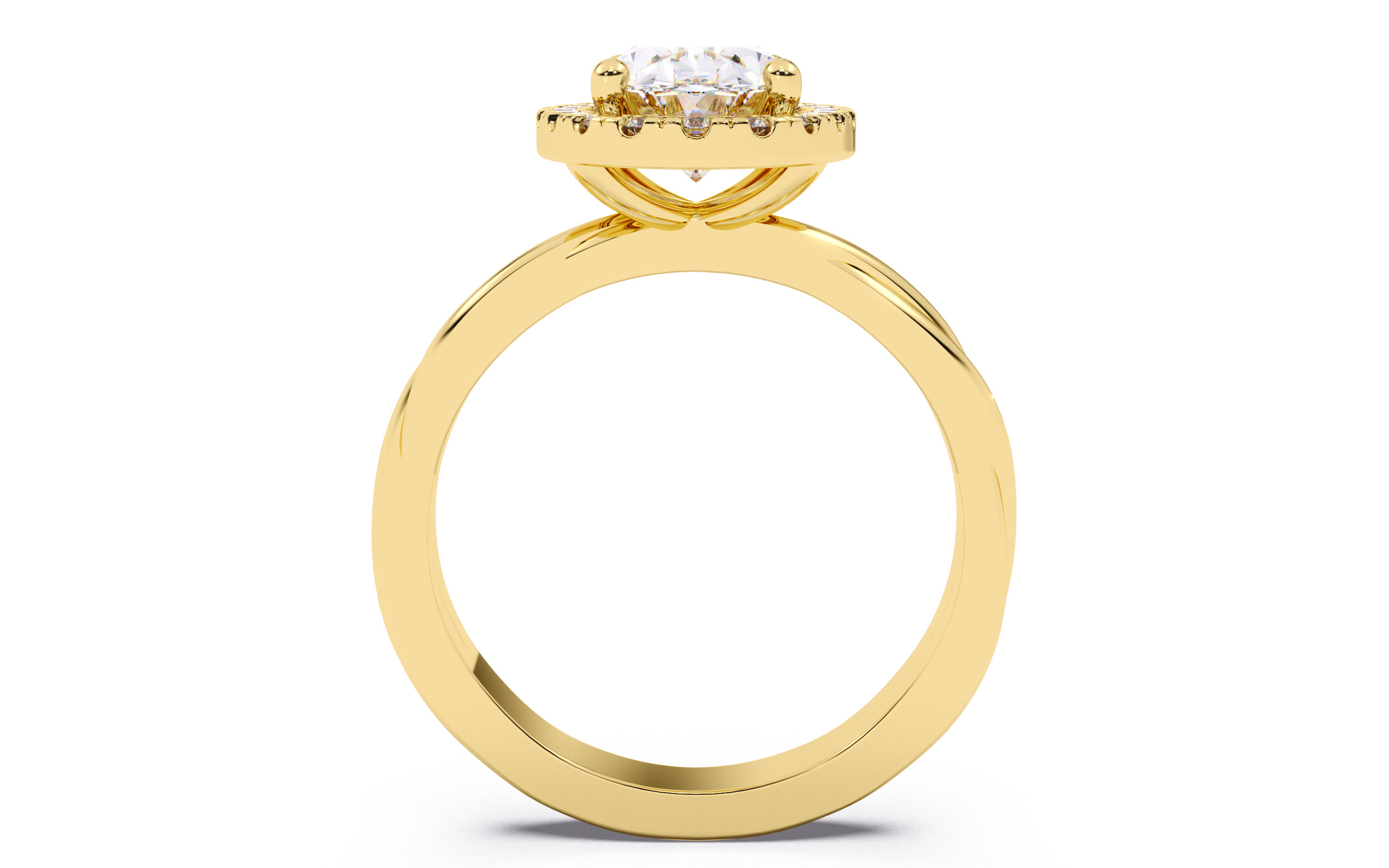 Oval Diamond Halo Setting Solitaire Ring  3D print model_10