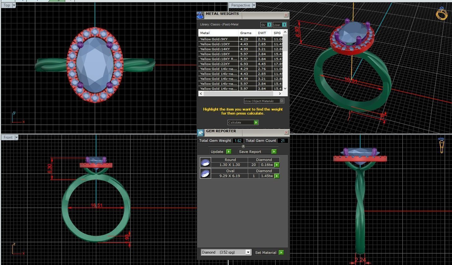 Oval Diamond Halo Setting Solitaire Ring  3D print model_1