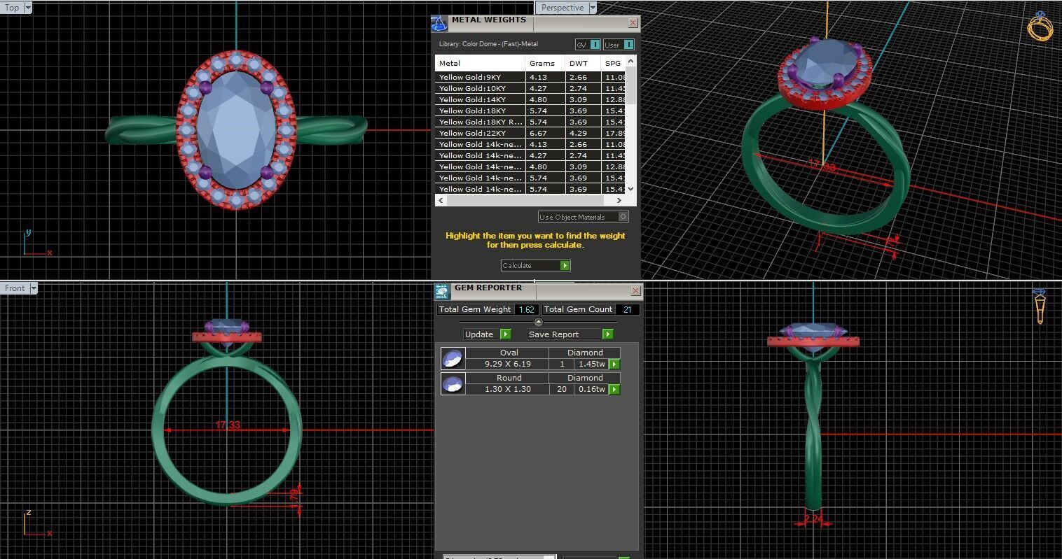 Oval Diamond Halo Setting Solitaire Ring  3D print model_25