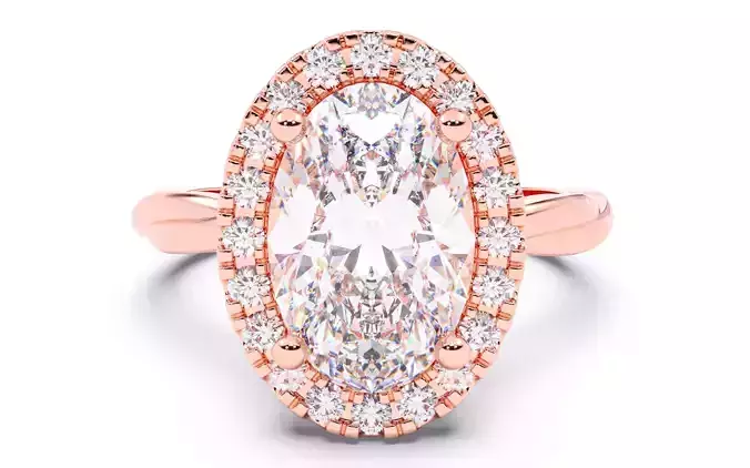 Oval Diamond Halo Setting Solitaire Ring  3D print model