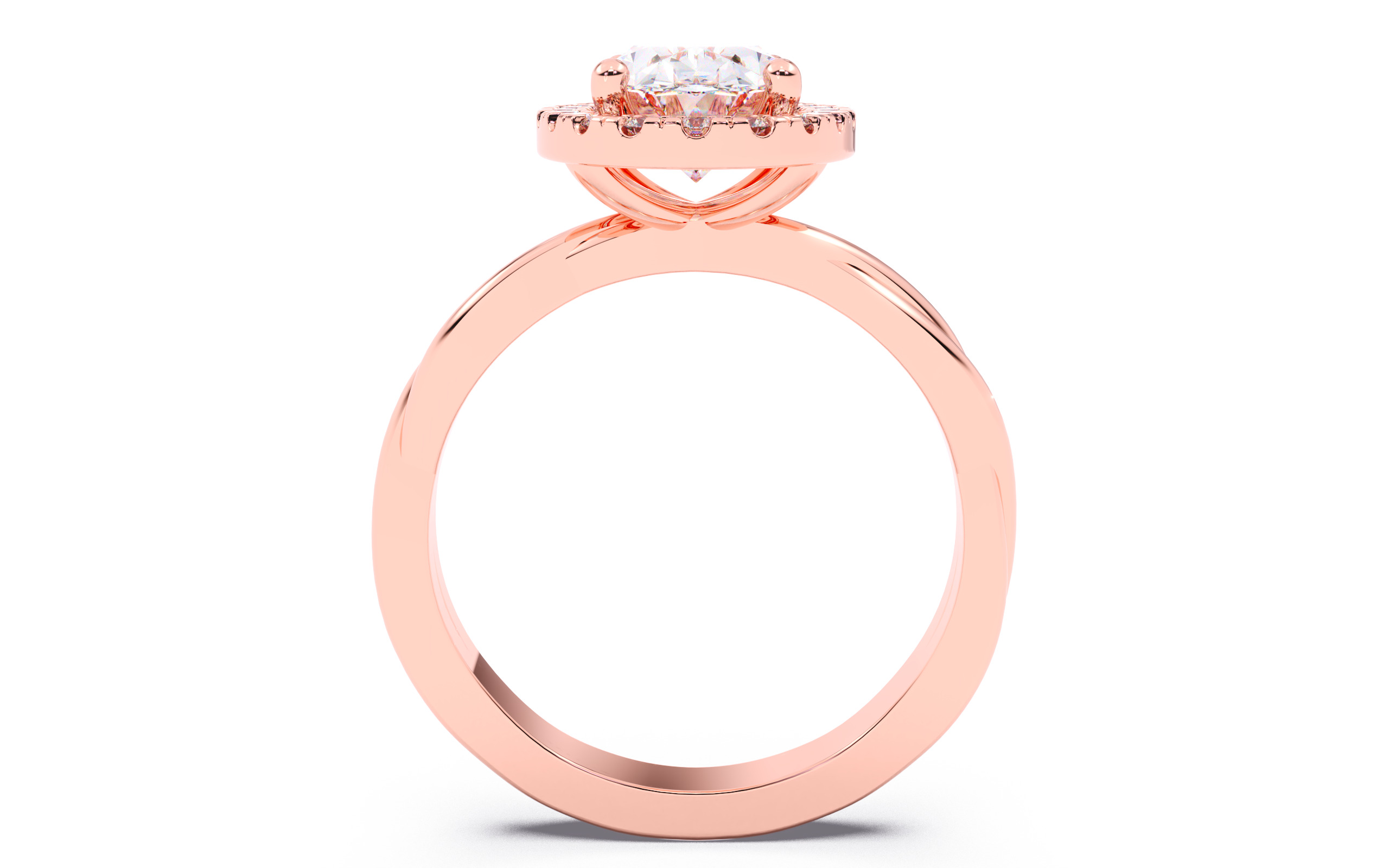 Oval Diamond Halo Setting Solitaire Ring  3D print model_6