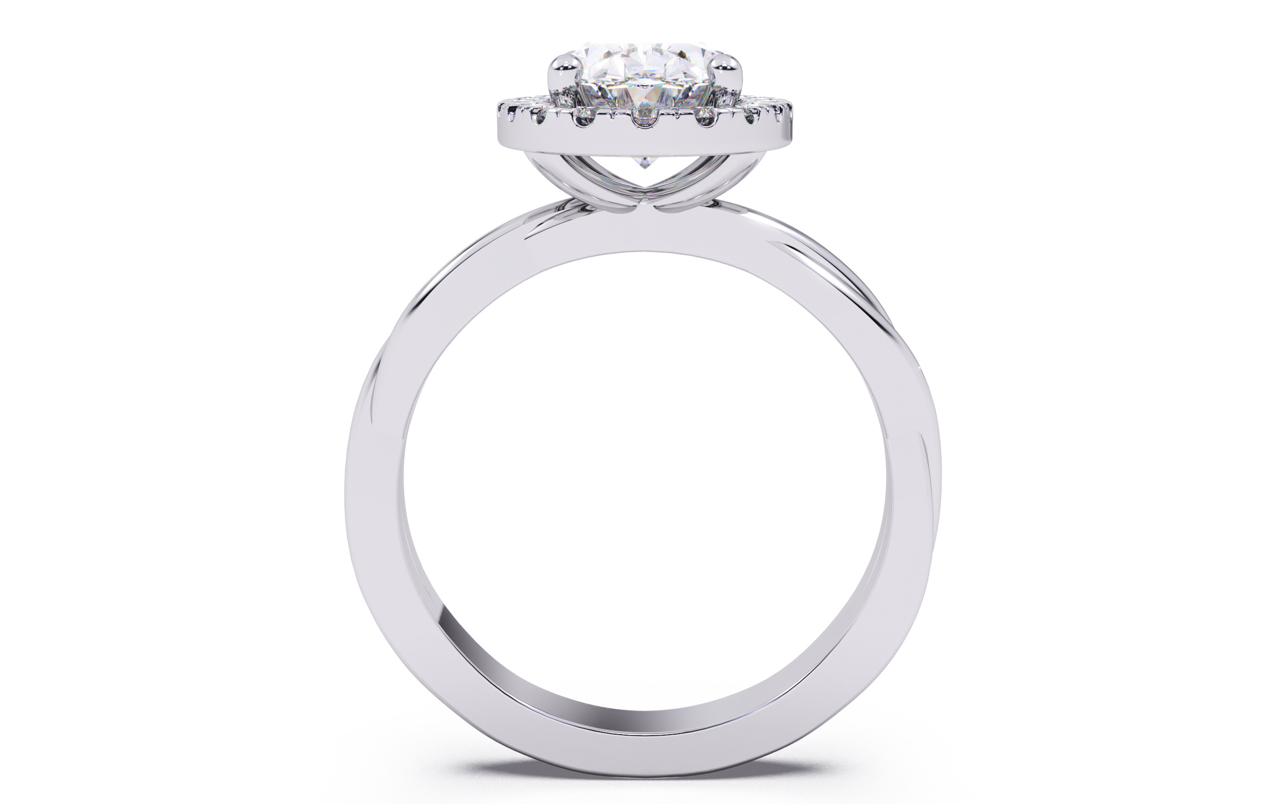 Oval Diamond Halo Setting Solitaire Ring  3D print model_8