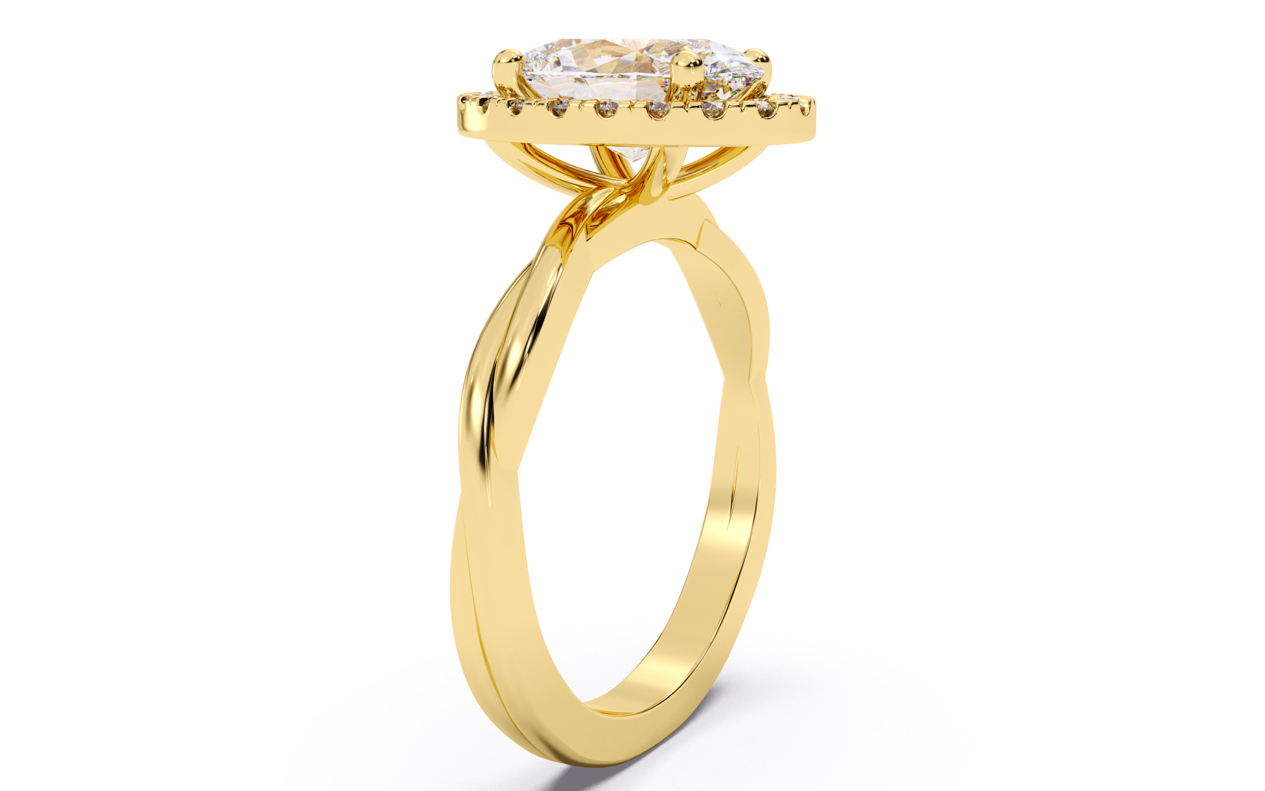 Oval Diamond Halo Setting Solitaire Ring  3D print model_21
