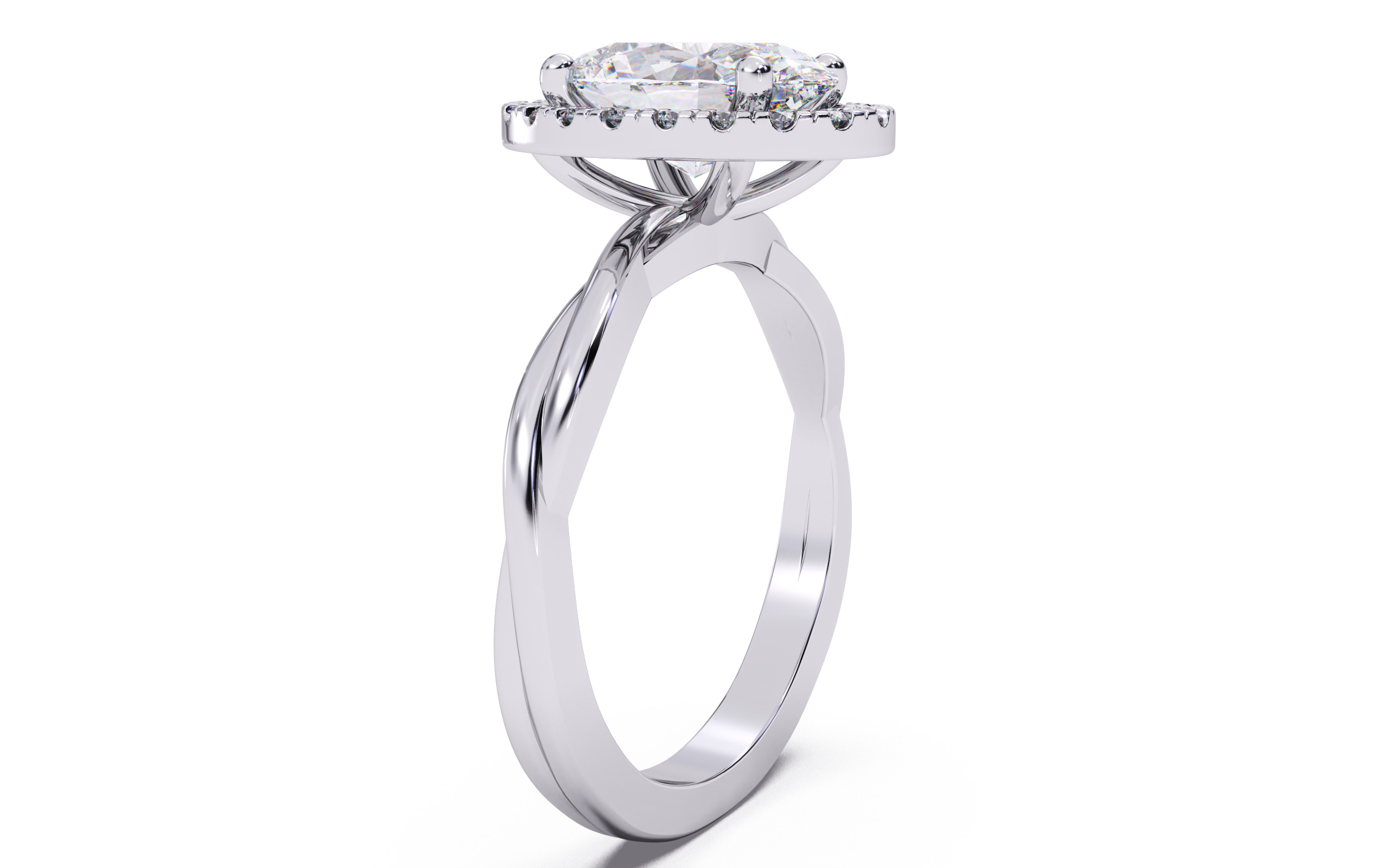 Oval Diamond Halo Setting Solitaire Ring  3D print model_18