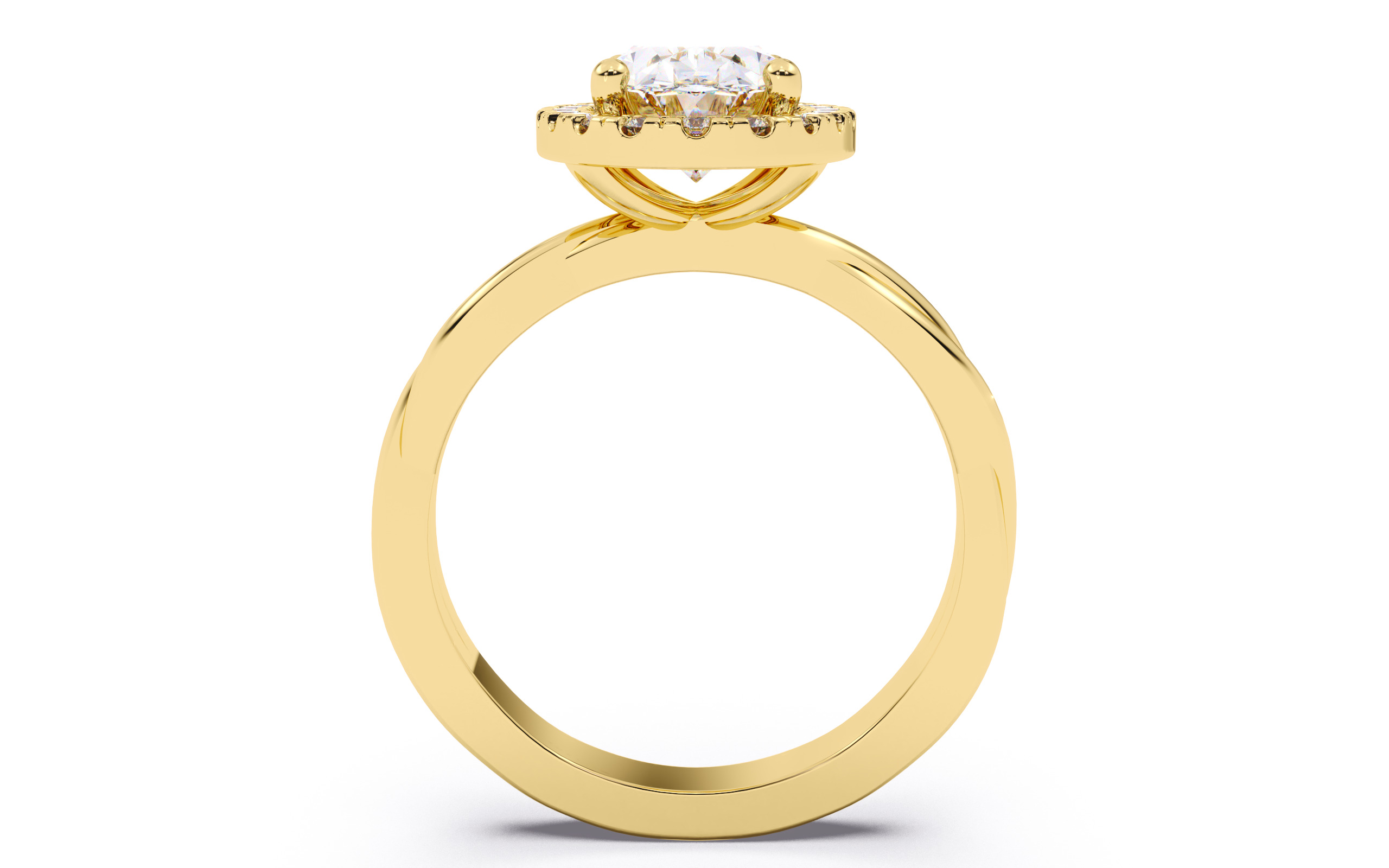 Oval Diamond Halo Setting Solitaire Ring  3D print model_11