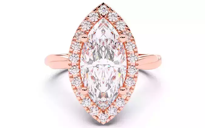 Marquise Diamond Halo Setting Solitaire Ring  3D print model