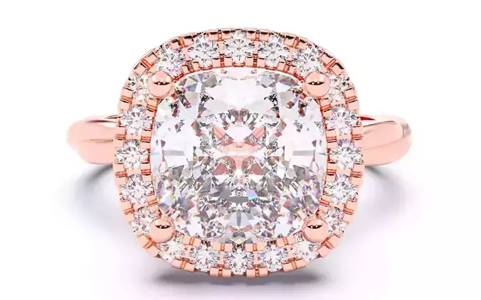 Cushion Diamond Halo Setting Solitaire Ring  3D print model