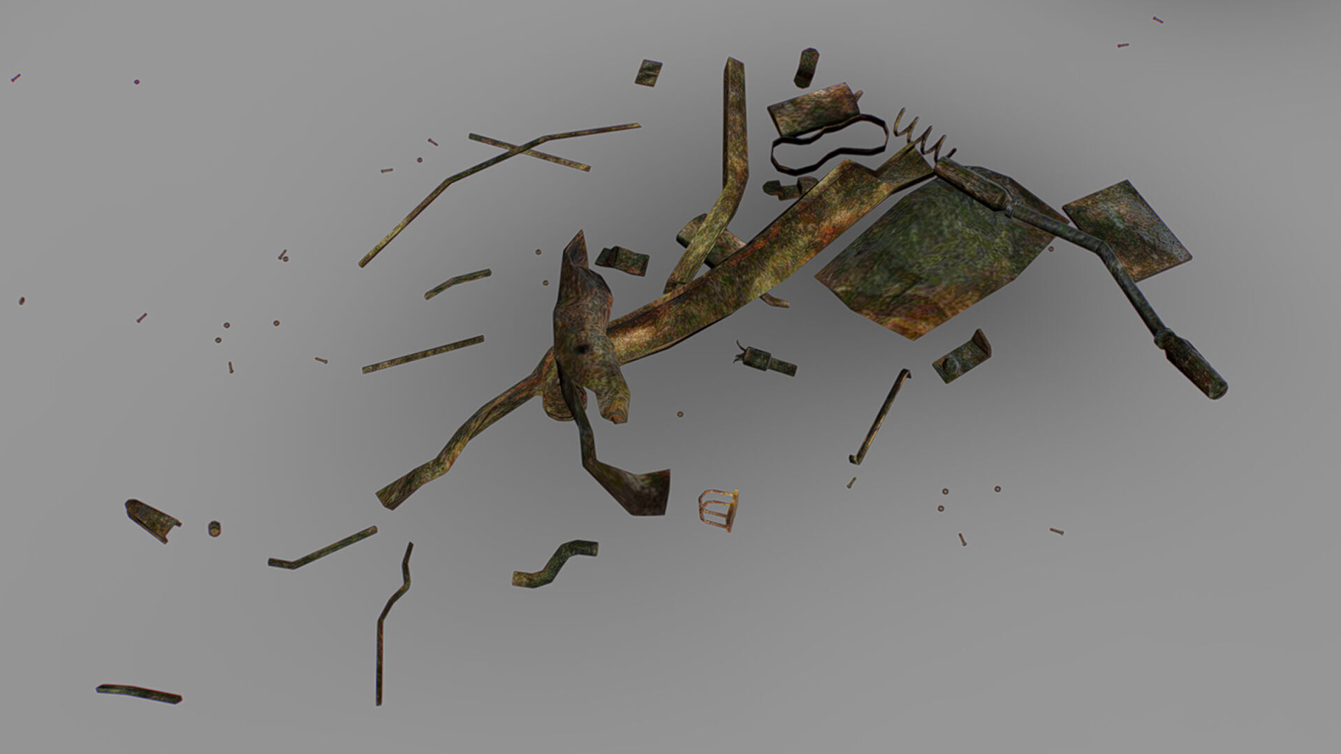 Rusty Metal Debris Car Truck Parts Pipe Door Bolt Lowpoly Low-poly 3D model_7