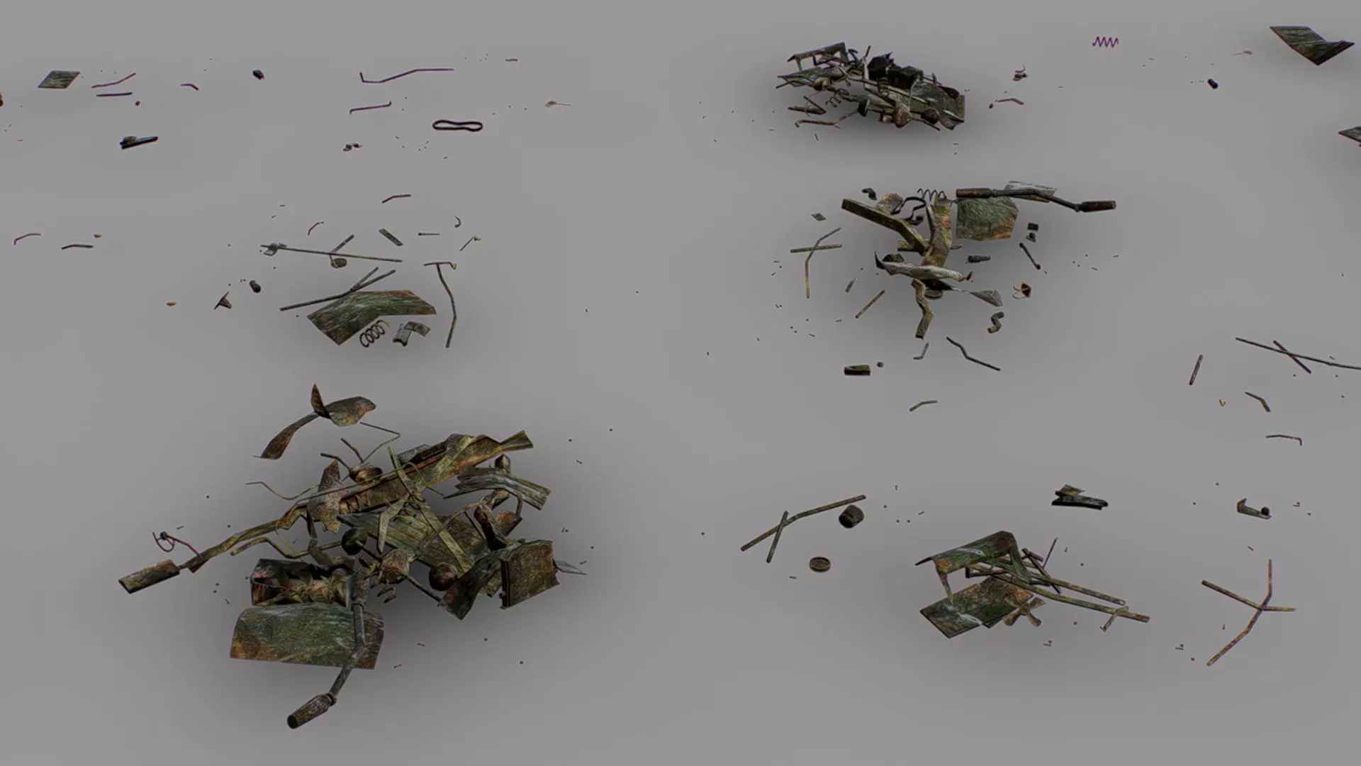 Rusty Metal Debris Car Truck Parts Pipe Door Bolt Lowpoly Low-poly 3D model_0