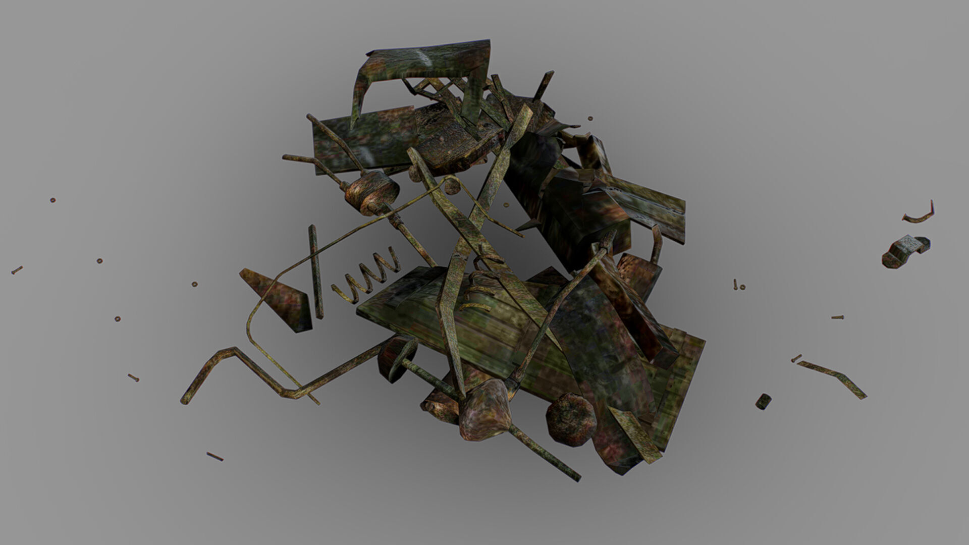 Rusty Metal Debris Car Truck Parts Pipe Door Bolt Lowpoly Low-poly 3D model_6