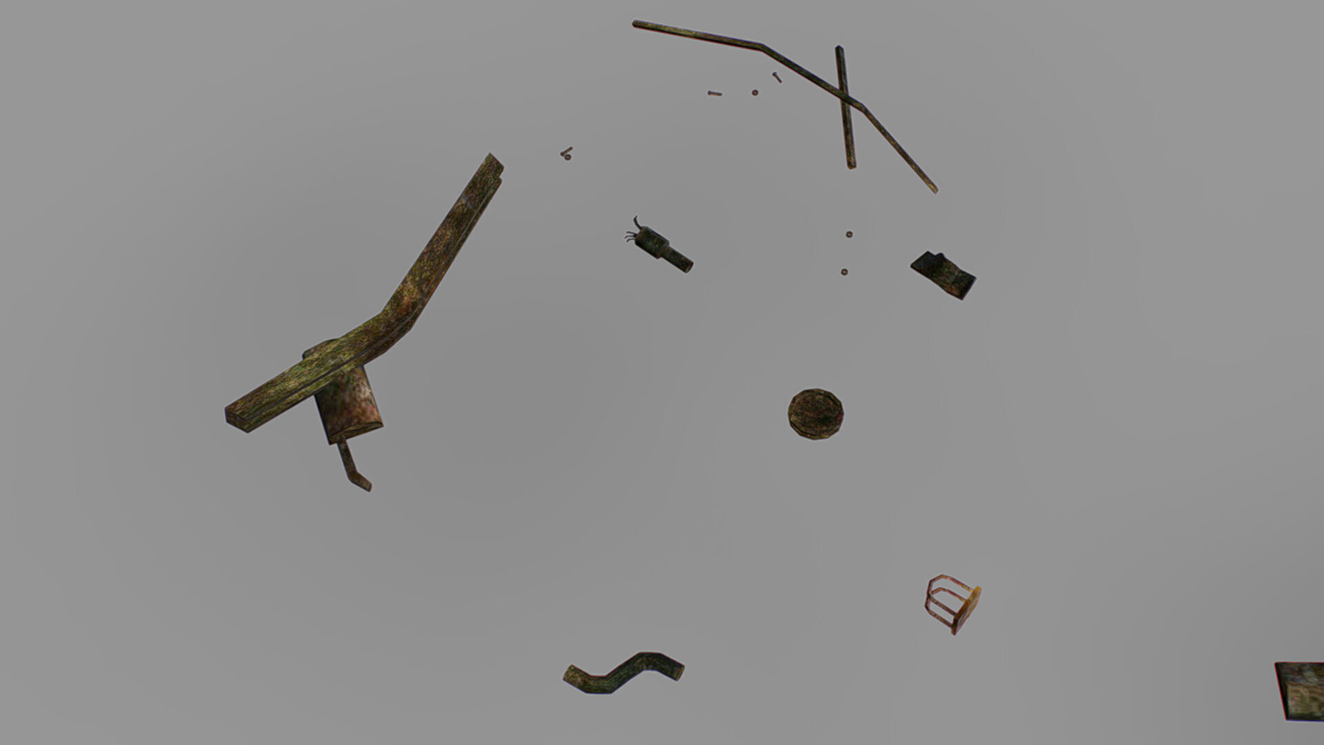 Rusty Metal Debris Car Truck Parts Pipe Door Bolt Lowpoly Low-poly 3D model_9