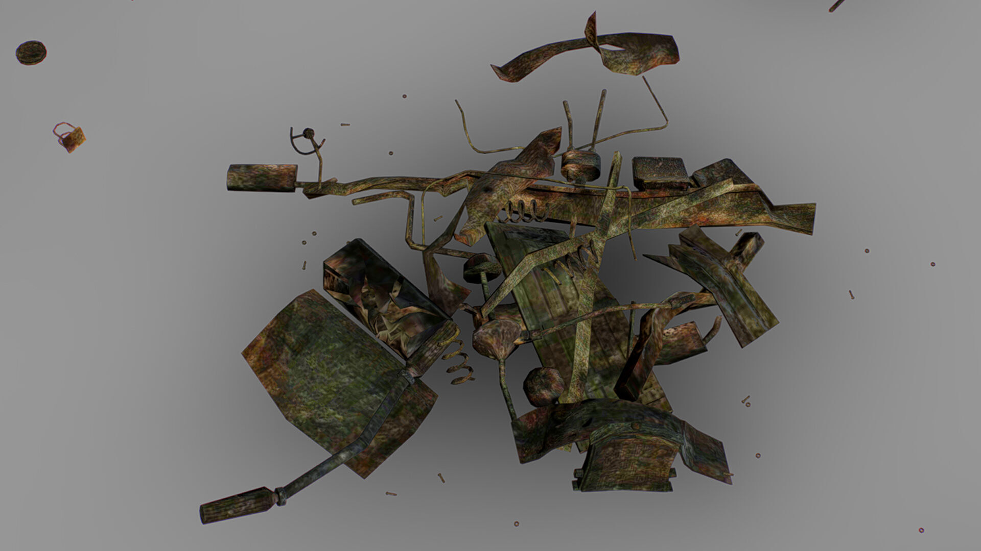 Rusty Metal Debris Car Truck Parts Pipe Door Bolt Lowpoly Low-poly 3D model_10