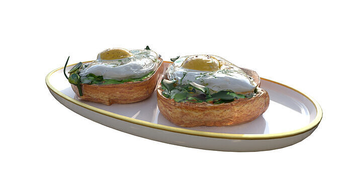 Sandwich with Fried Egg Toast  Low-poly 3D model 5