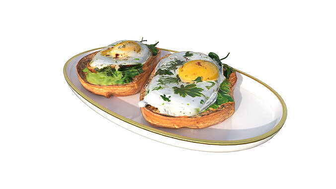 Sandwich with Fried Egg Toast  Low-poly 3D model 6