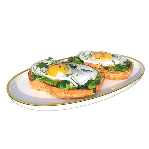 Sandwich with Fried Egg Toast  Low-poly 3D model 7