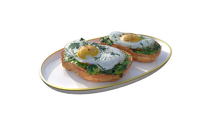 Sandwich with Fried Egg Toast  Low-poly 3D model 4