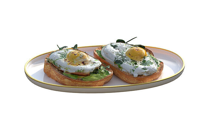 Sandwich with Fried Egg Toast  Low-poly 3D model 2