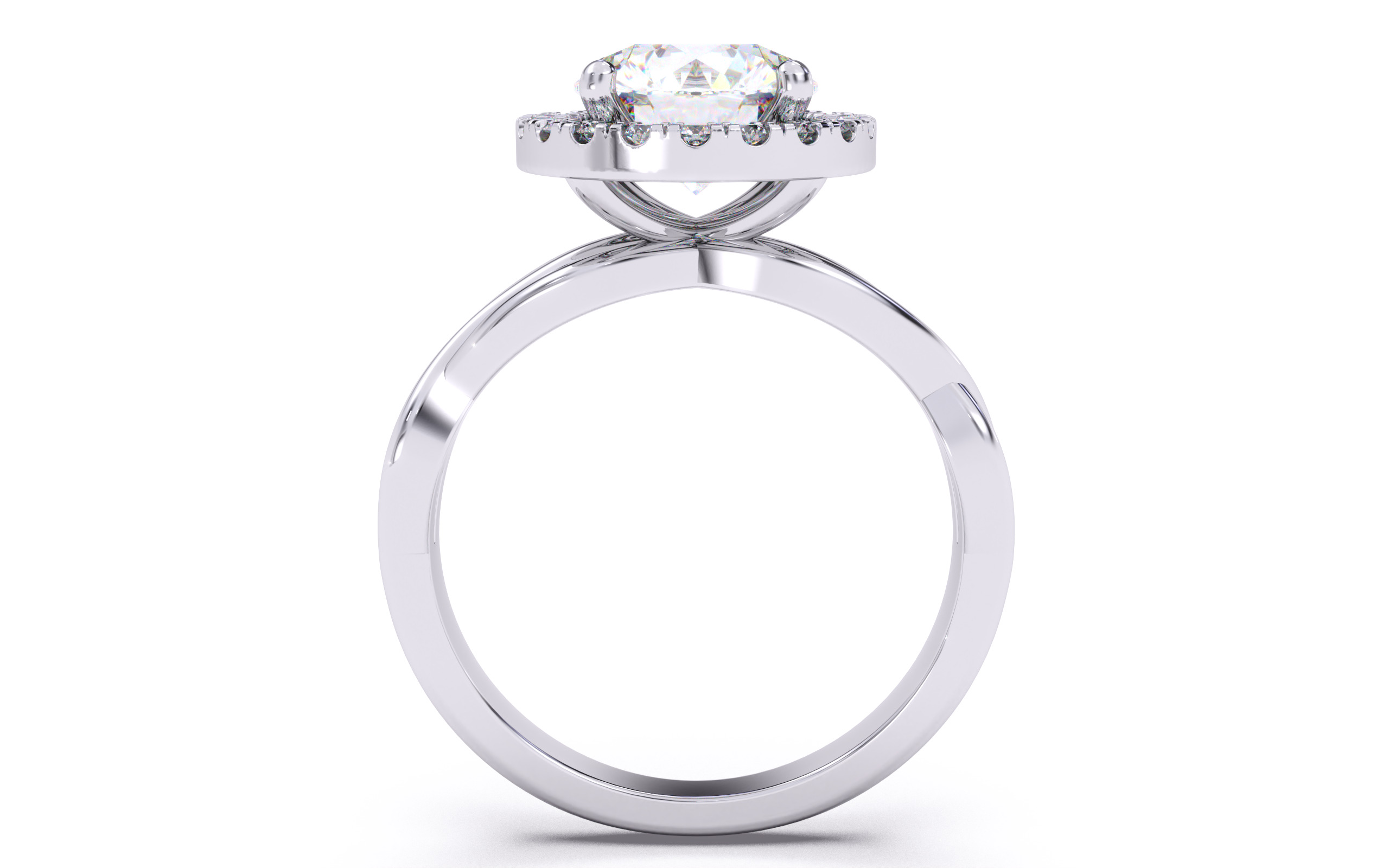 Round Diamond Halo Setting Solitaire Ring  3D print model_9