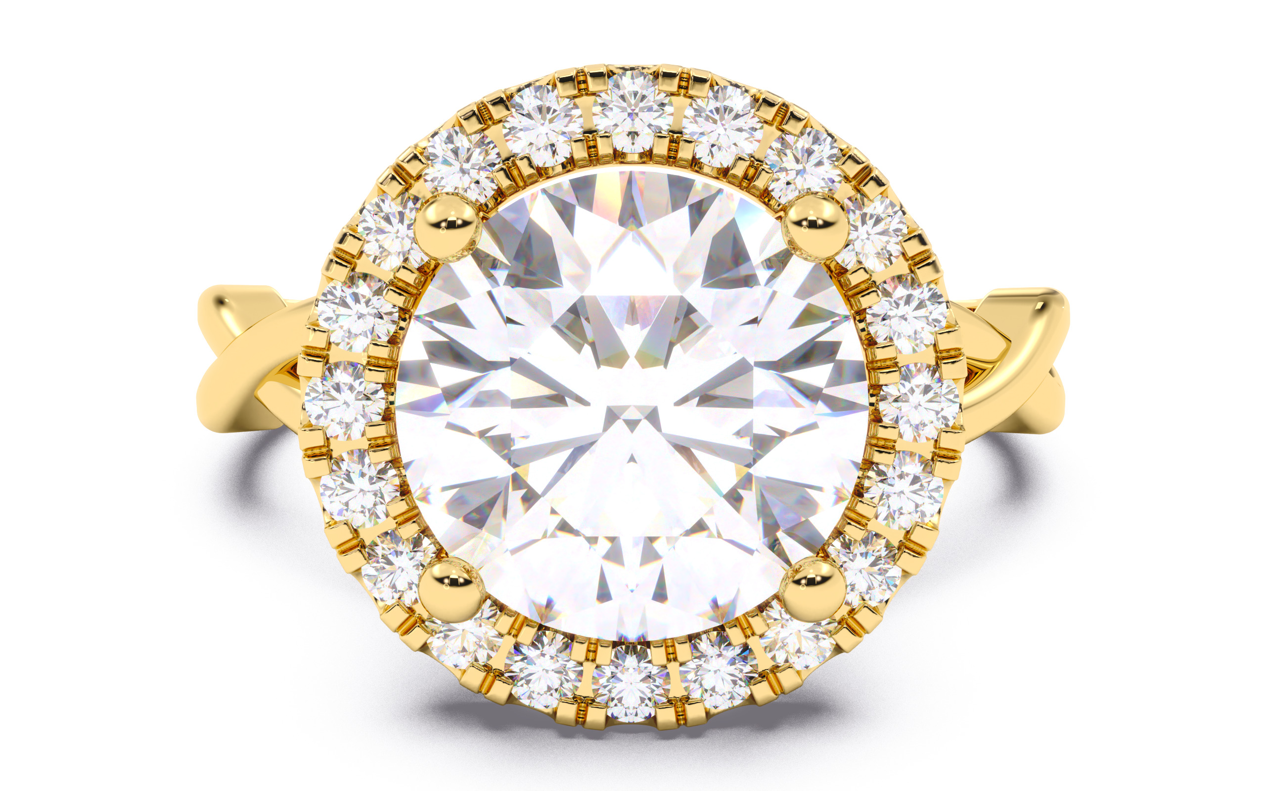 Round Diamond Halo Setting Solitaire Ring  3D print model_12