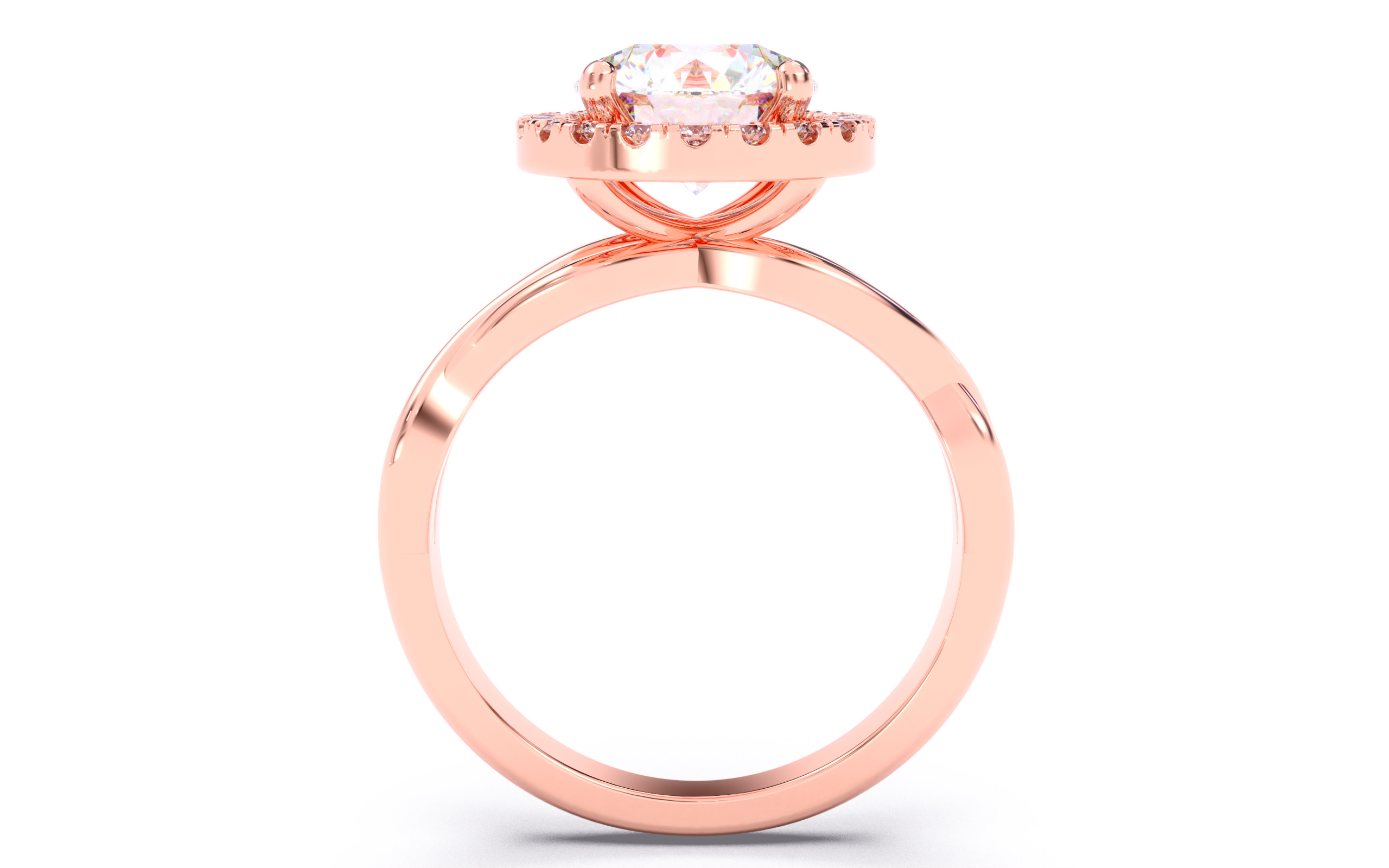 Round Diamond Halo Setting Solitaire Ring  3D print model_7