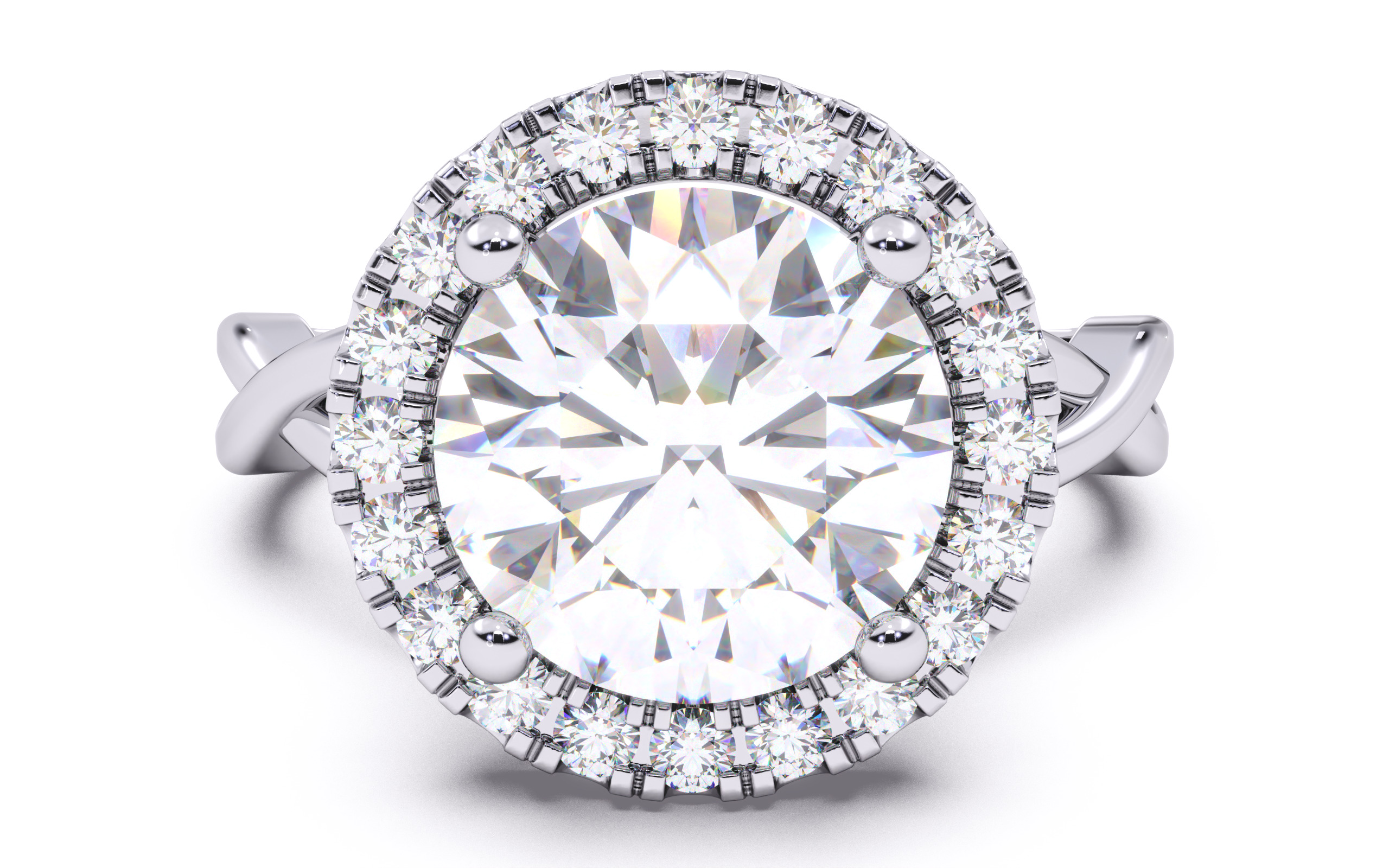 Round Diamond Halo Setting Solitaire Ring  3D print model_16