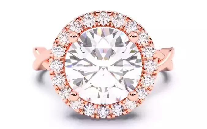 Round Diamond Halo Setting Solitaire Ring  3D print model