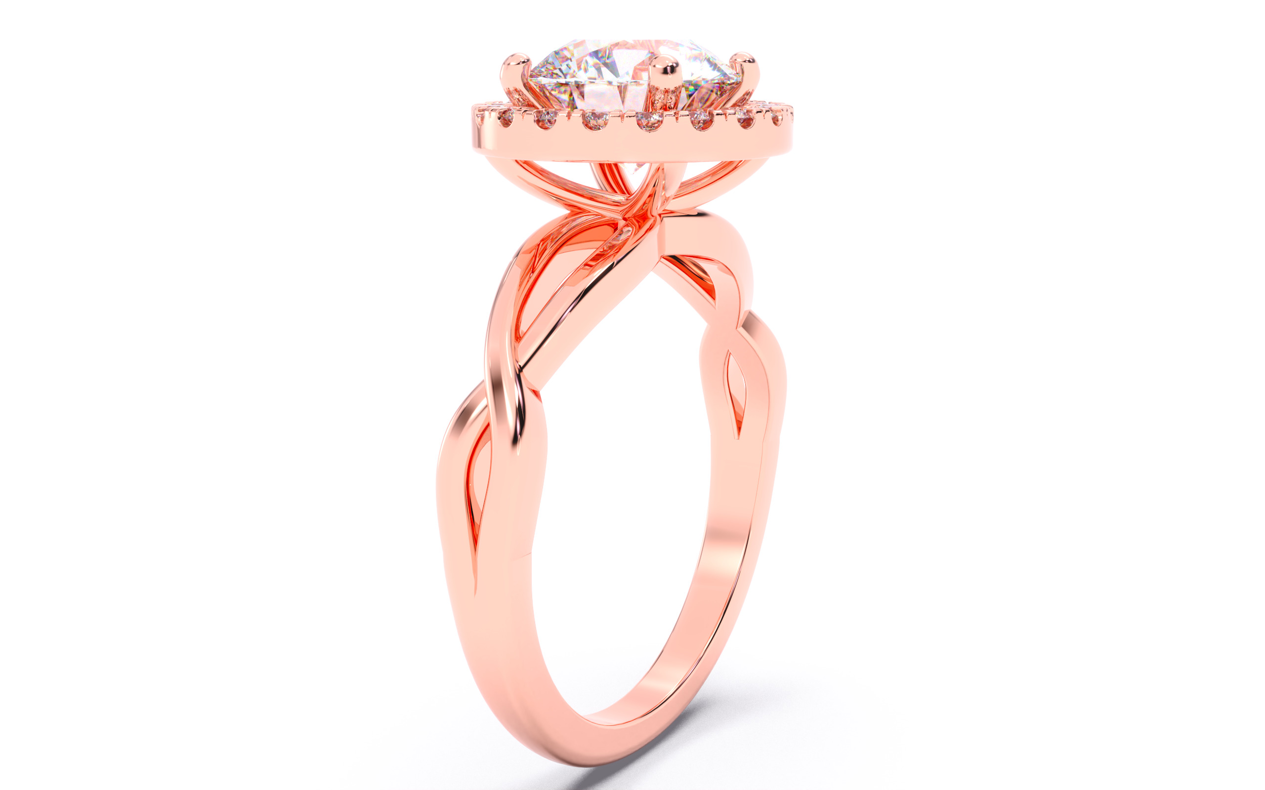 Round Diamond Halo Setting Solitaire Ring  3D print model_13