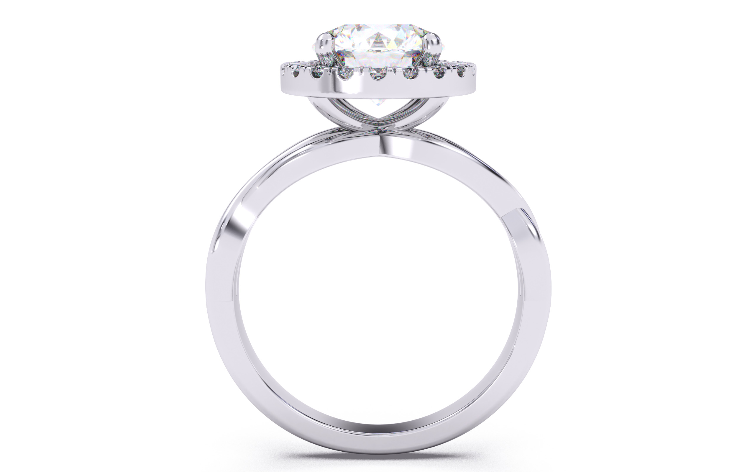 Round Diamond Halo Setting Solitaire Ring  3D print model_8