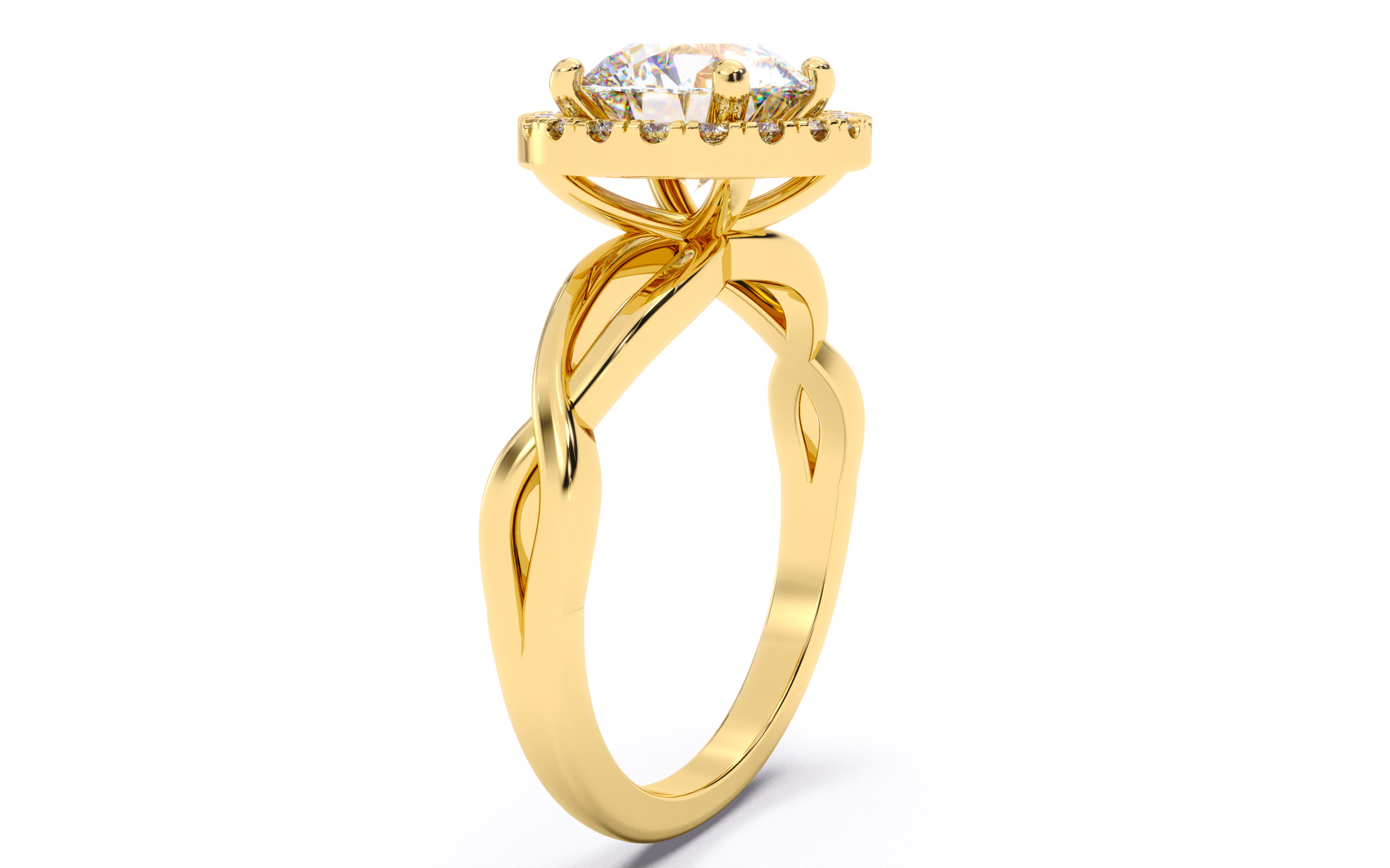 Round Diamond Halo Setting Solitaire Ring  3D print model_21