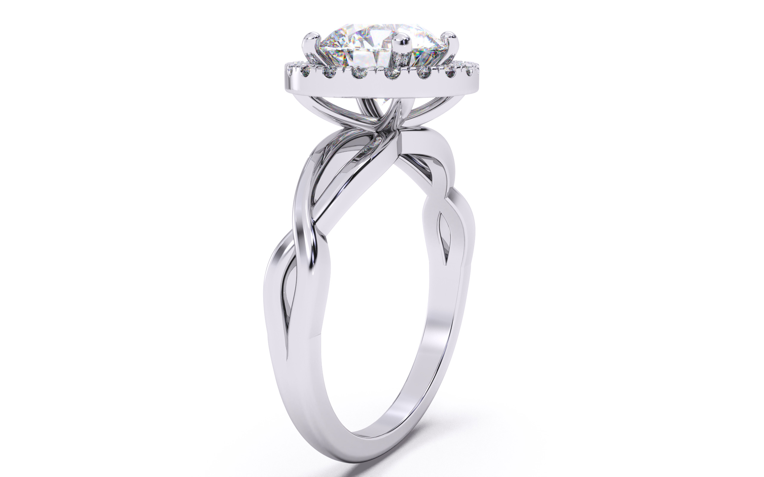 Round Diamond Halo Setting Solitaire Ring  3D print model_19