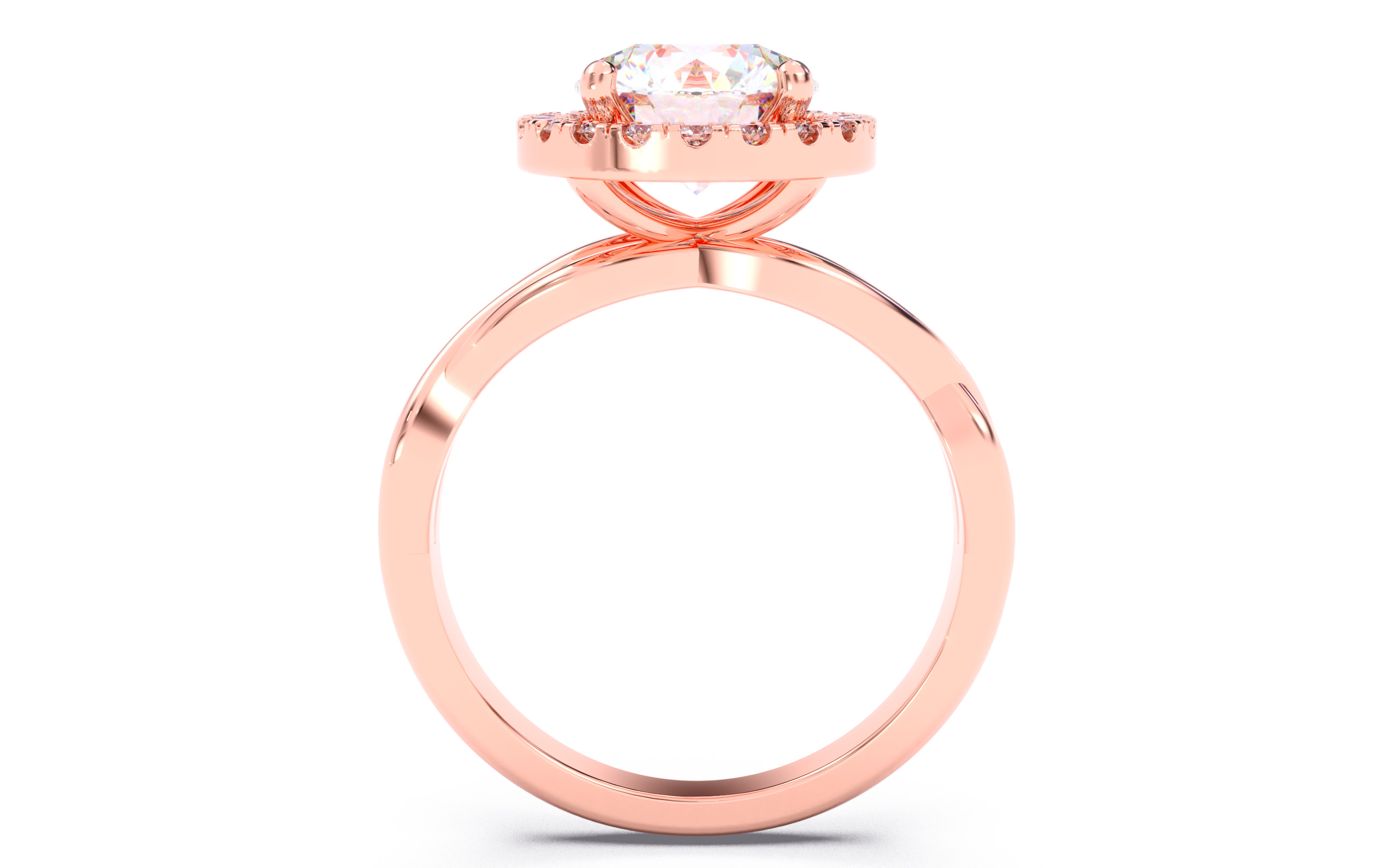 Round Diamond Halo Setting Solitaire Ring  3D print model_6