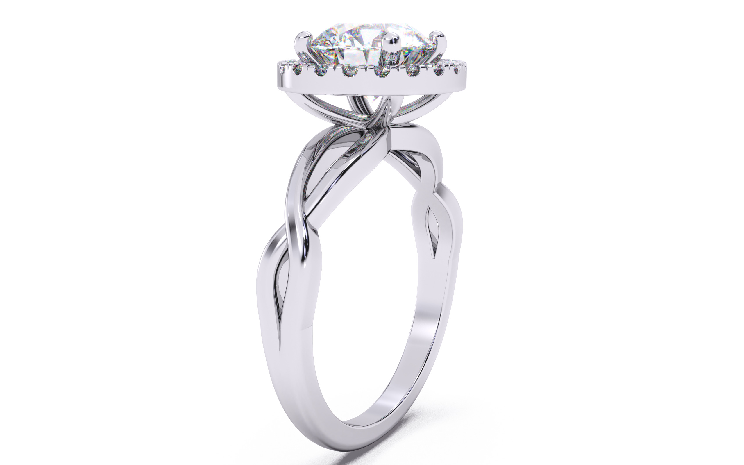 Round Diamond Halo Setting Solitaire Ring  3D print model_18